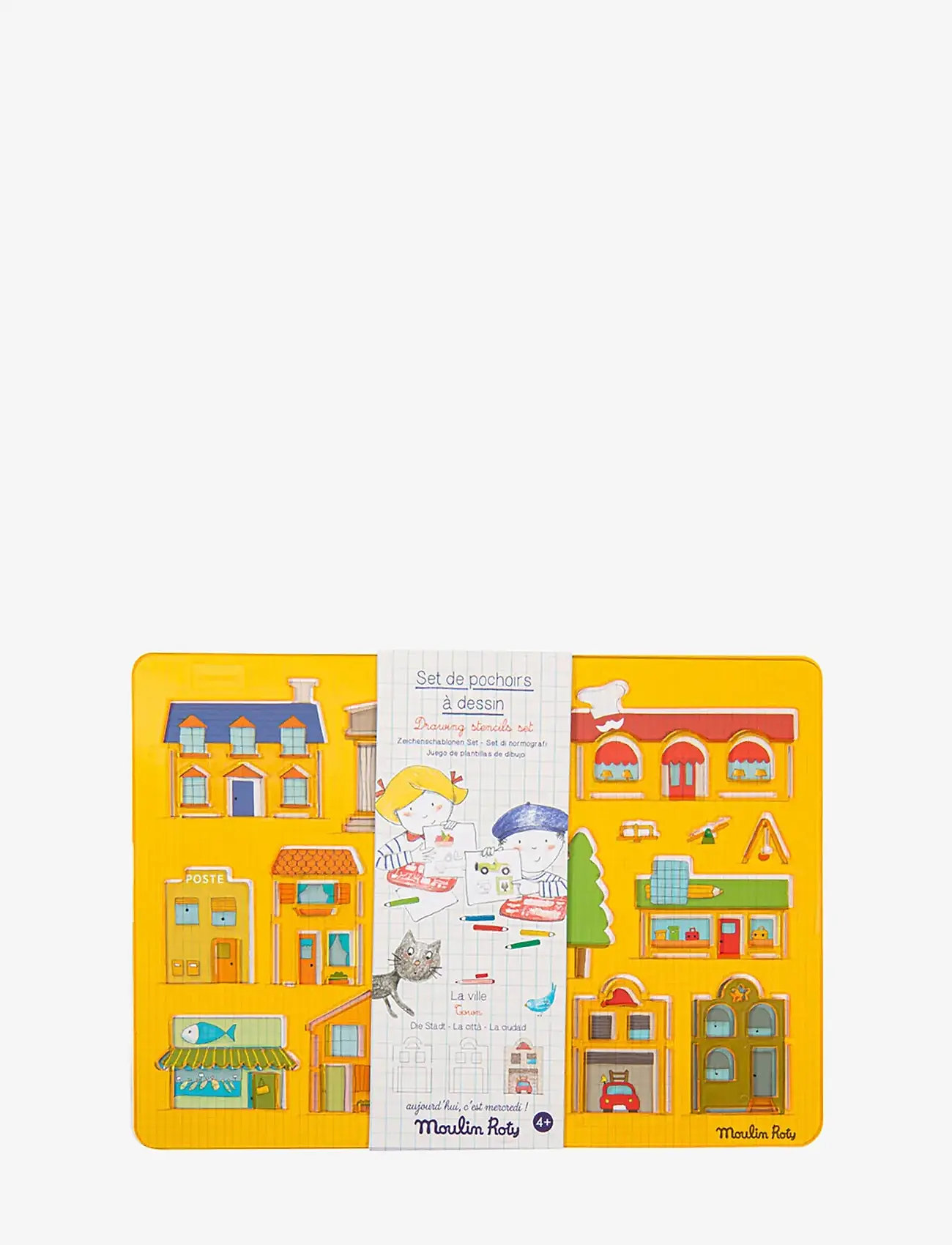 Moulin Roty - Stencils set - City - coloring & craft books - yellow - 0