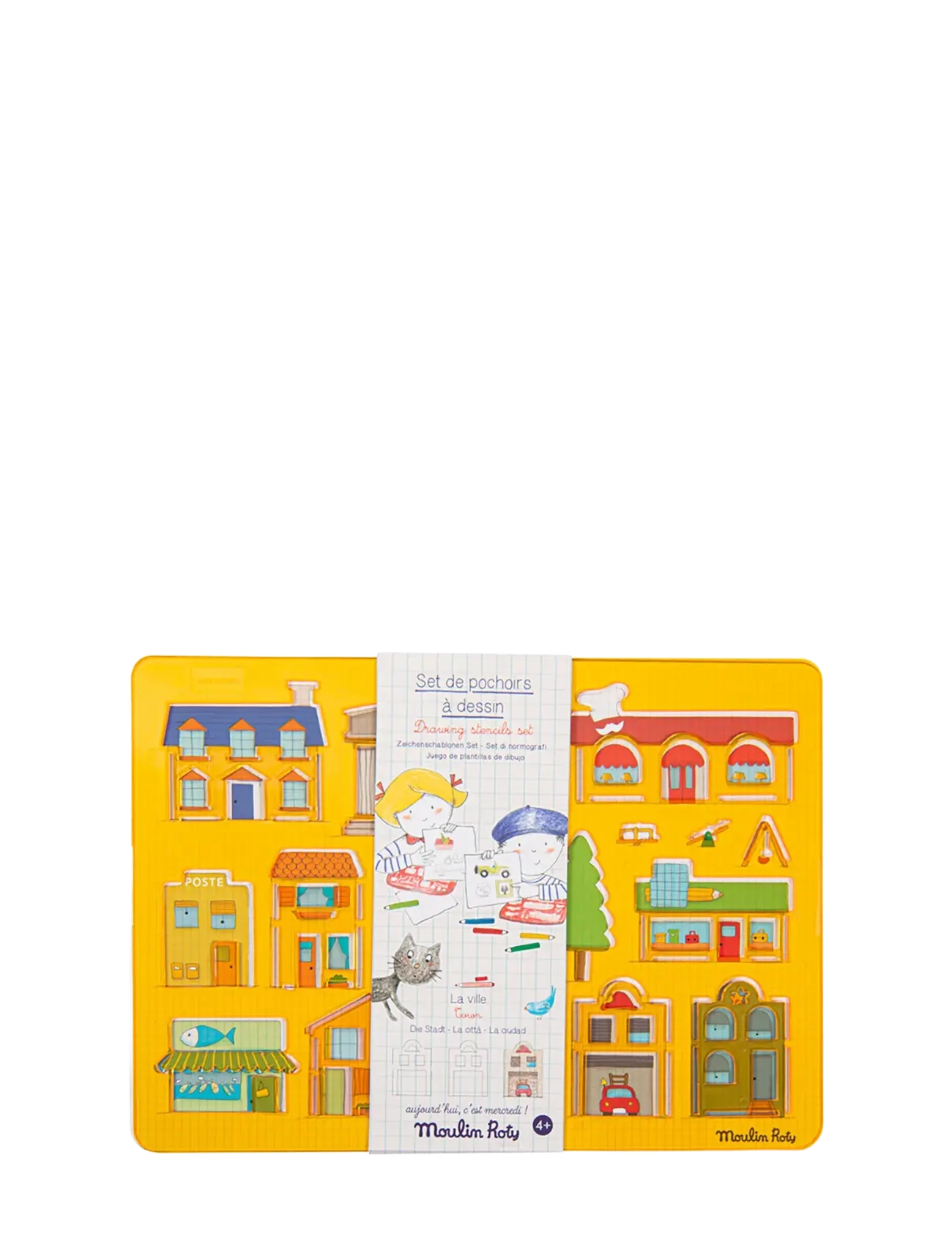 Moulin Roty Stencils set - City - Male- & kreabøger - YELLOW / yellow
