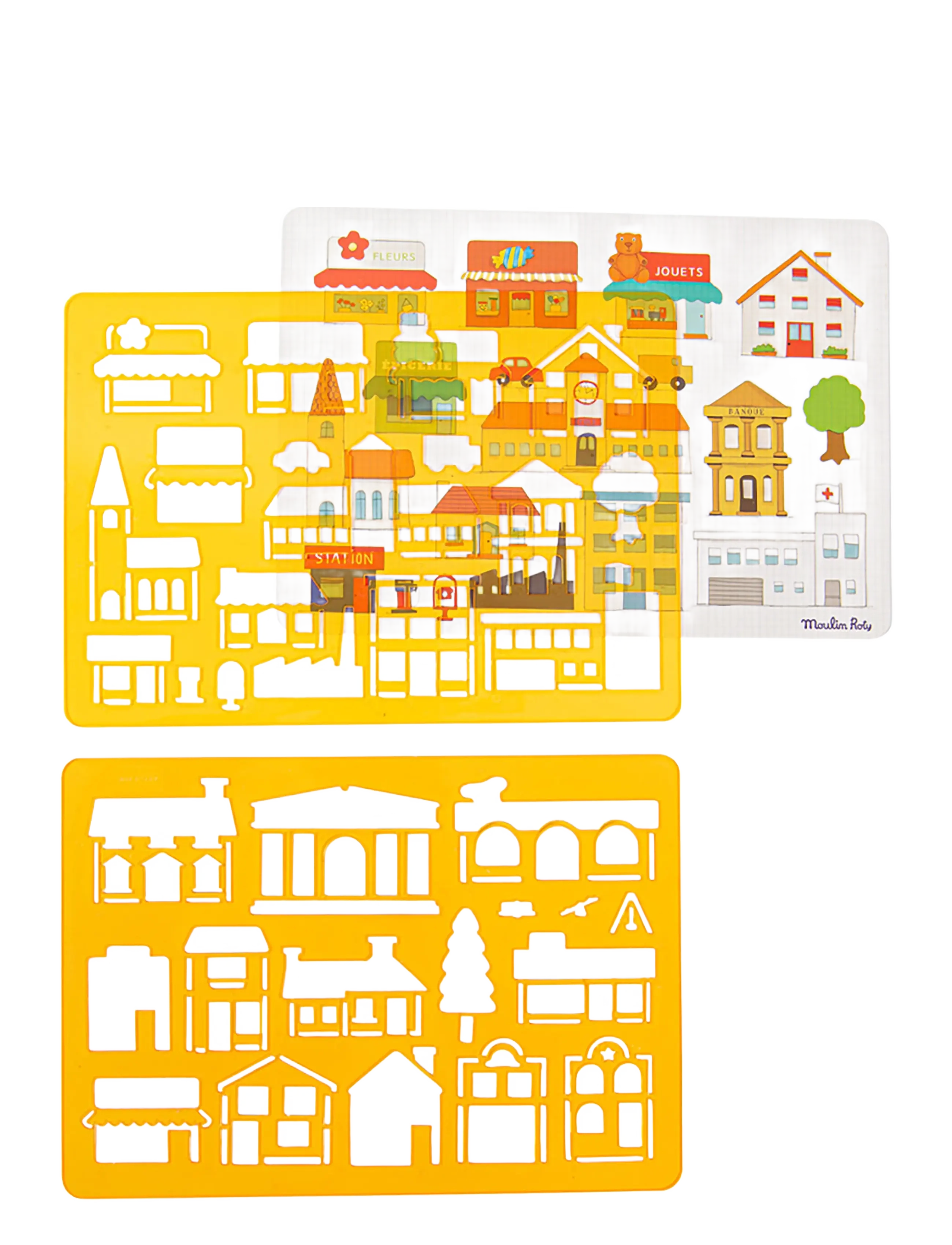 Moulin Roty - Stencils set - City - målar- & pysselböcker - yellow - 1