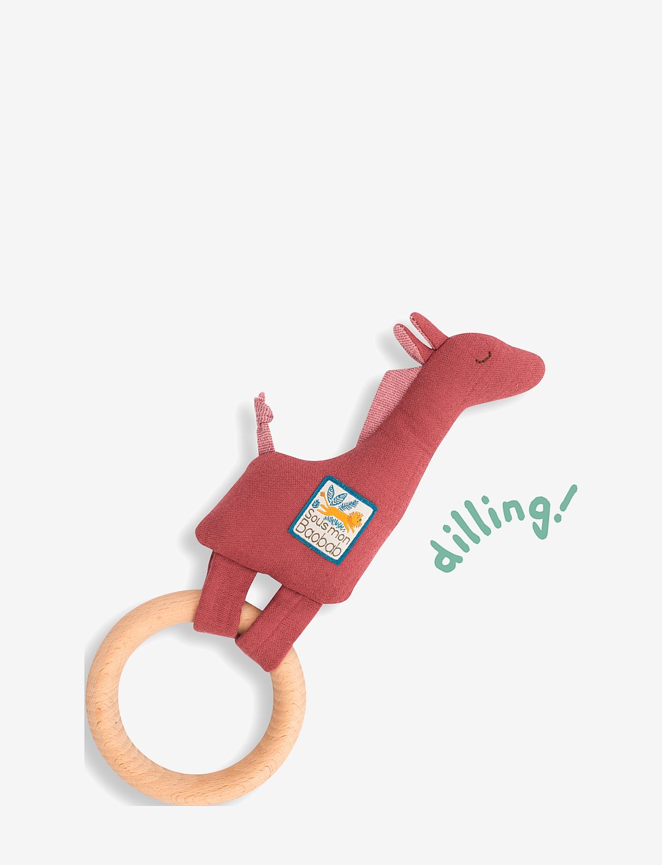 Moulin Roty - Wooden giraffe ring rattle Sous mon baobab - interaktiva leksaker - rose - 0