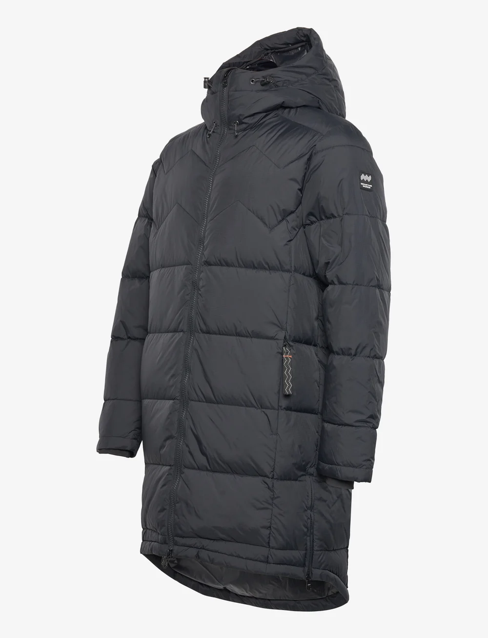 Fluid mens longline top hooded puffer jacket black