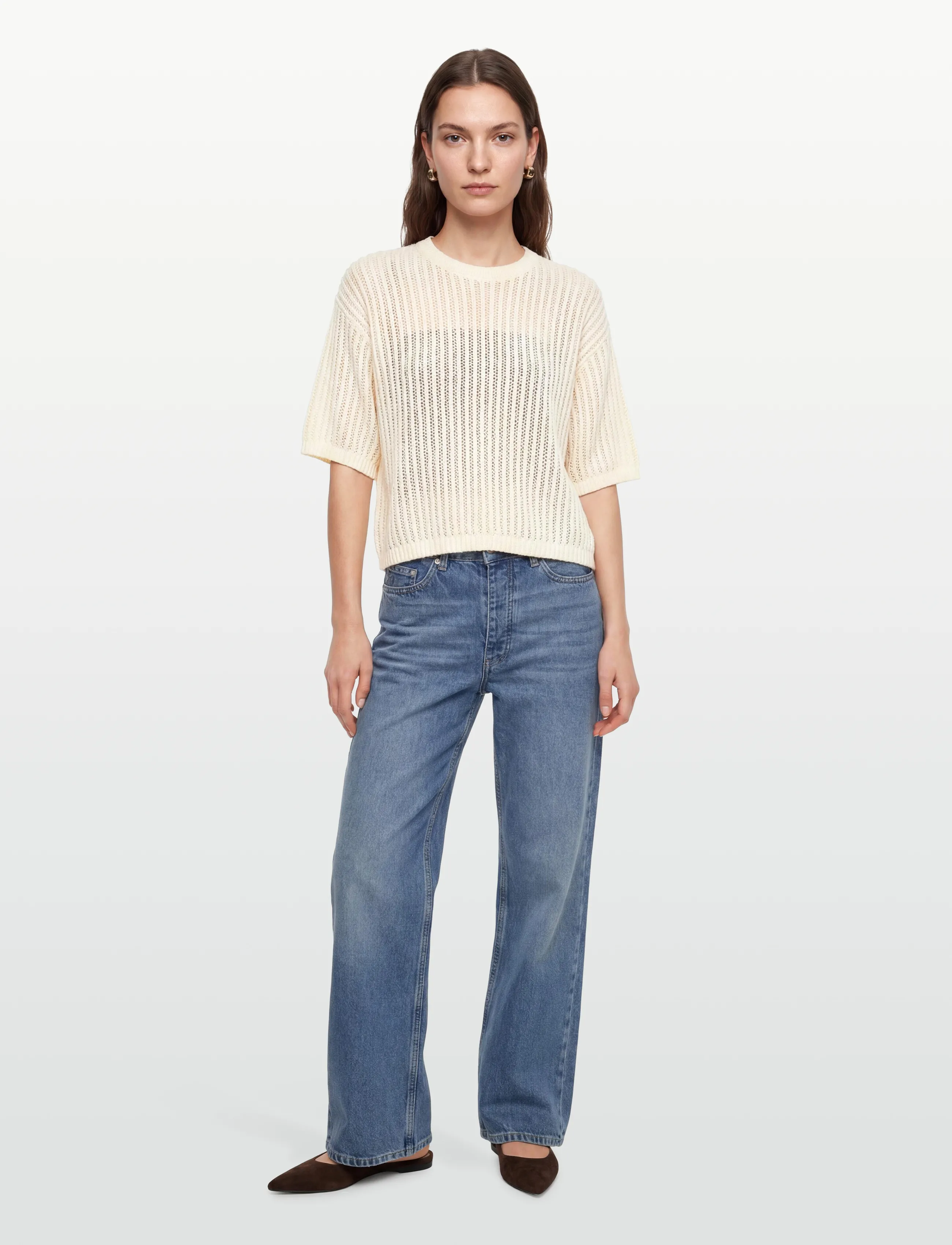 Moves - Fro ss knit 4378 - trøjer - 0105 antique white - 0