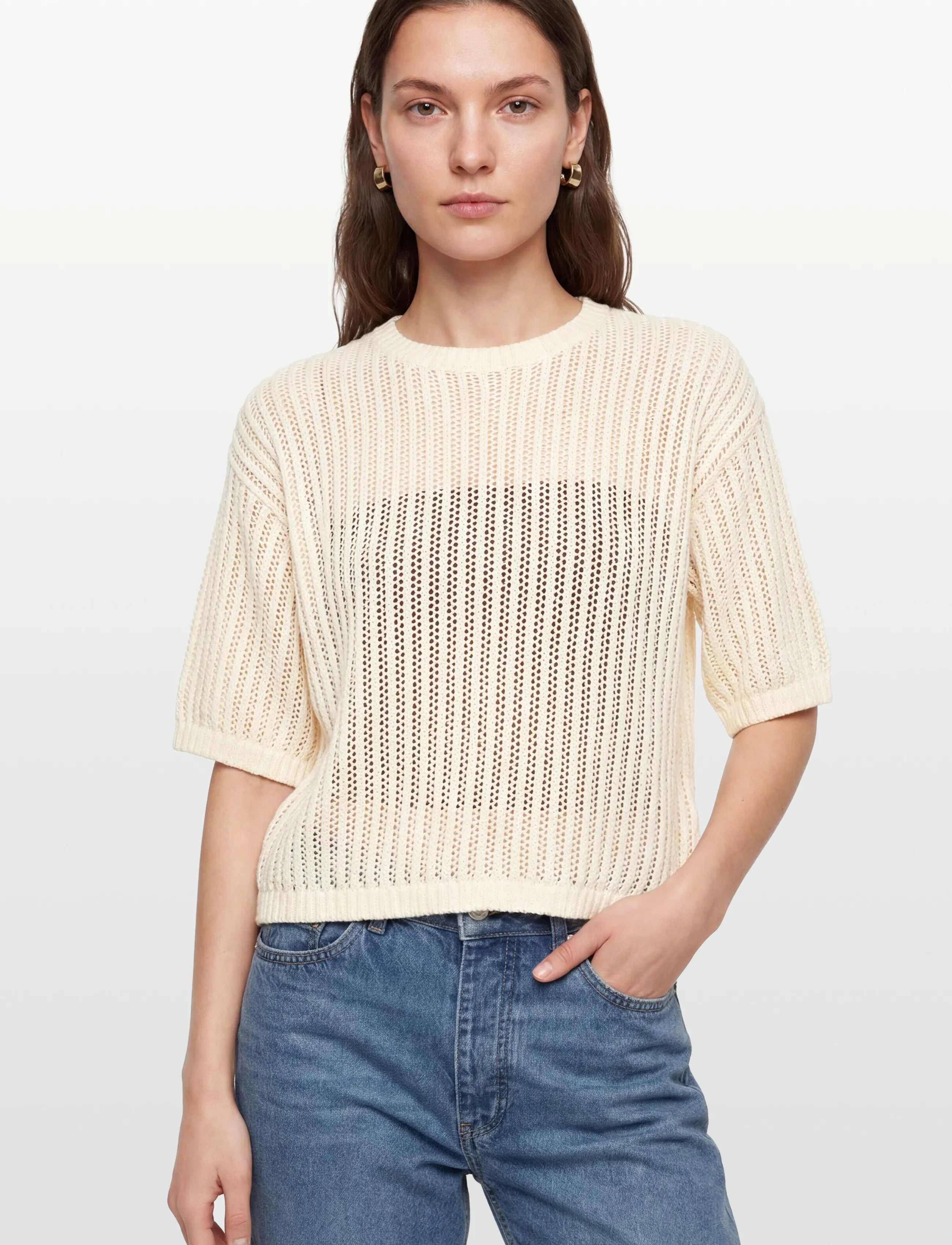 Moves - Fro ss knit 4378 - trøjer - 0105 antique white - 3