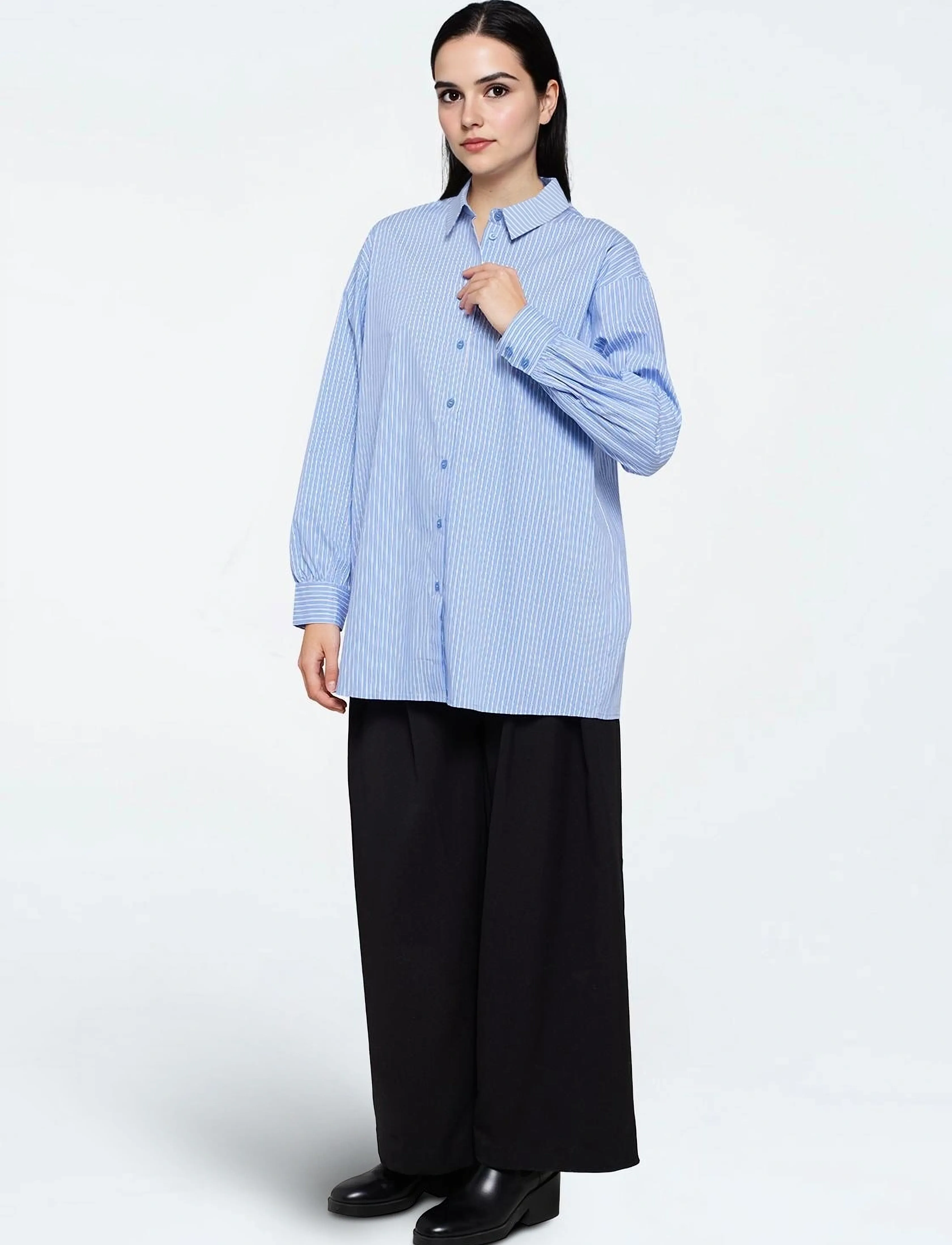 Moves - Nella shirt 4433 - langärmlige hemden - 4041 star sapphire - 0