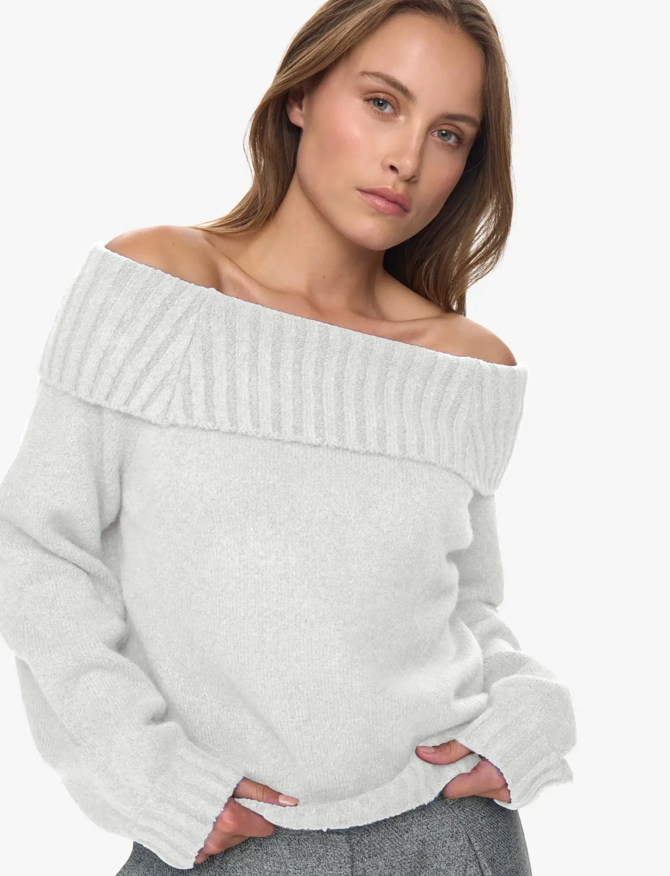 Moves - Janni jumper 2579 - džemprid - 0104m white asparagus melange - 4