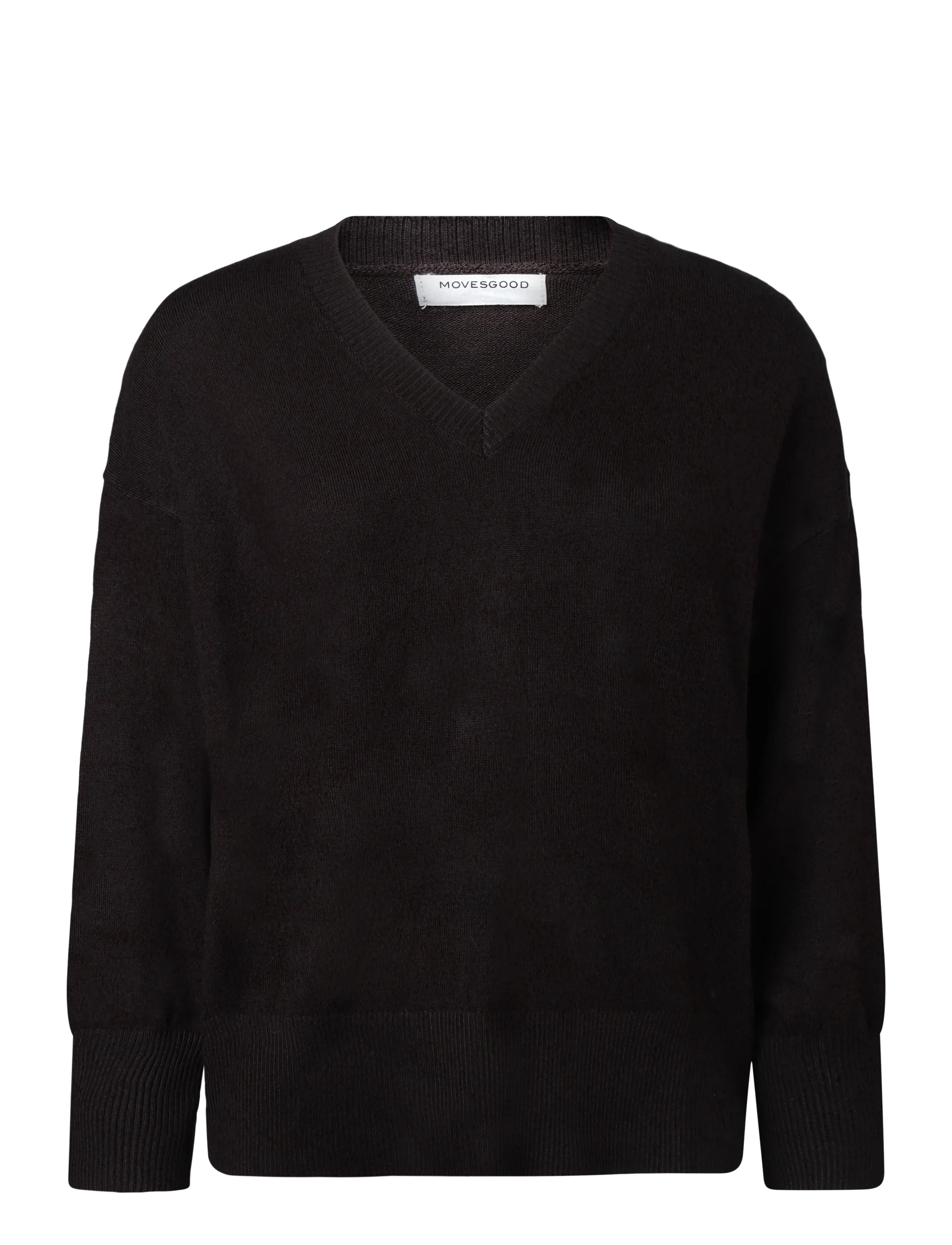 Movesgood Venny V-neck Dark Brown L/XL - Stickade tröjor - DARK BROWN / brown