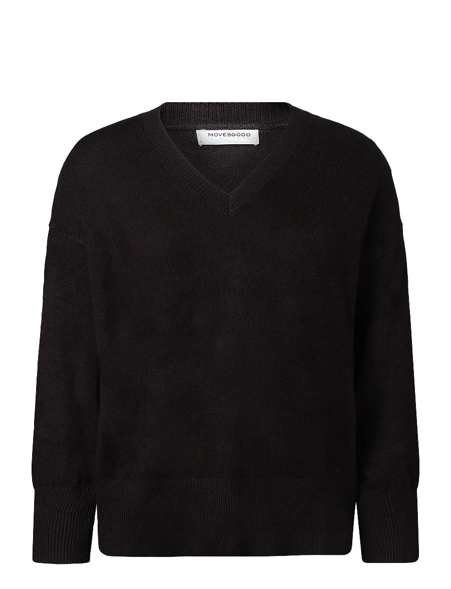 Movesgood - Venny V-neck Dark Brown L/XL - stickade tröjor - dark brown - 1
