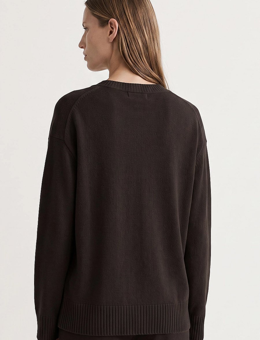 Movesgood - Venny V-neck Dark Brown L/XL - stickade tröjor - dark brown - 3