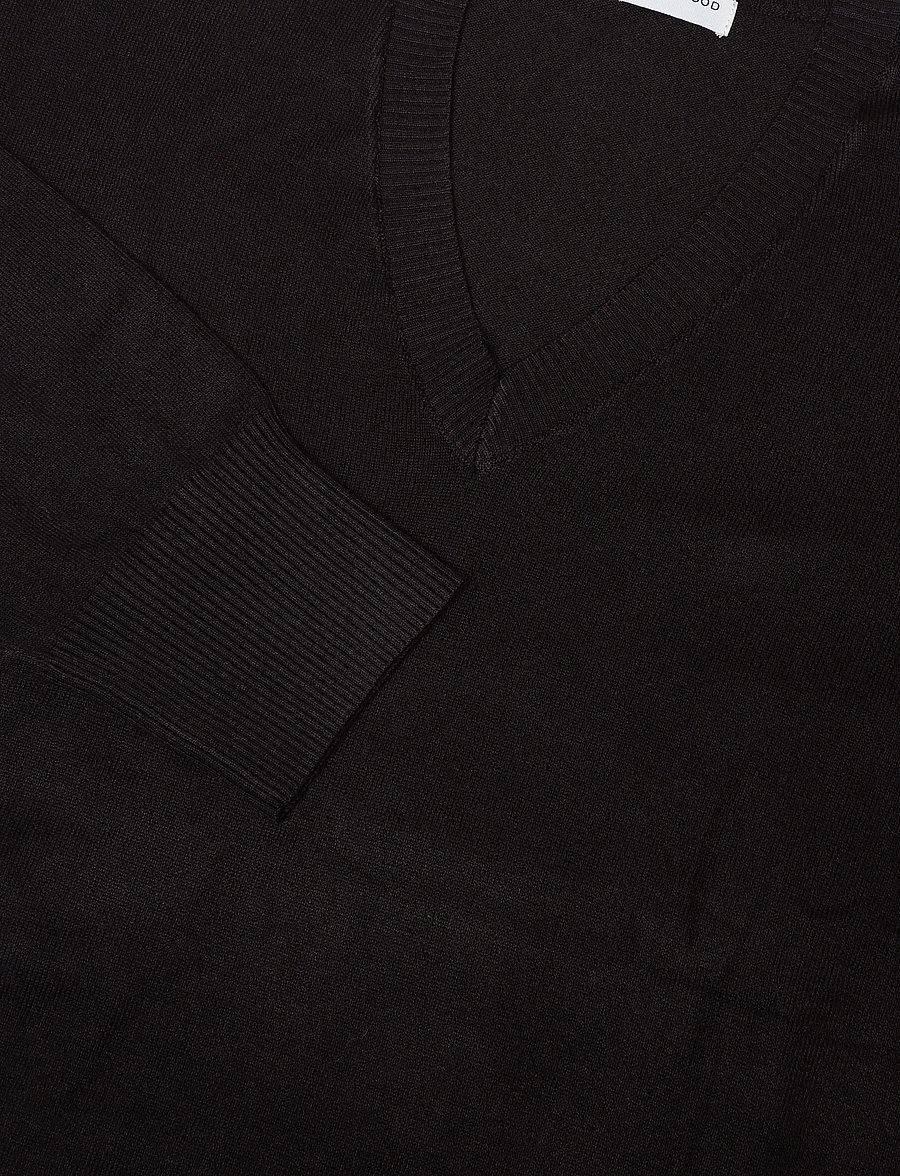 Movesgood - Venny V-neck Dark Brown L/XL - stickade tröjor - dark brown - 4