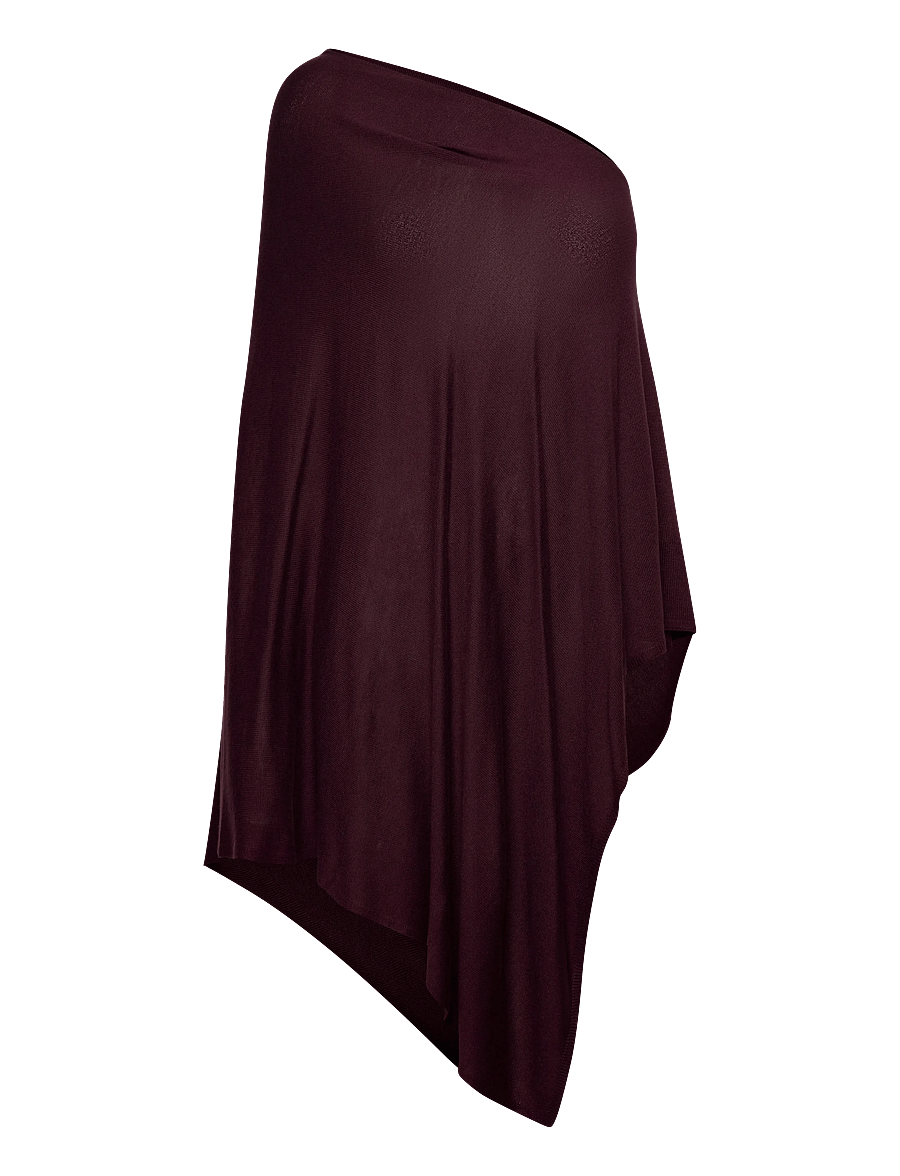 Movesgood - Petrina Poncho - Onesize - Black - cashmere - dark plum - 1