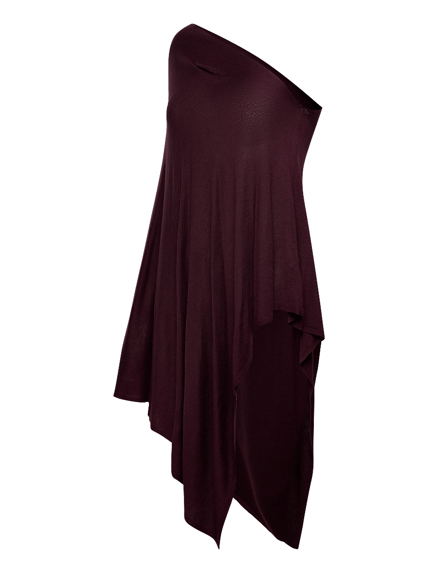 Movesgood - Petrina Poncho - Onesize - Black - cashmere - dark plum - 2