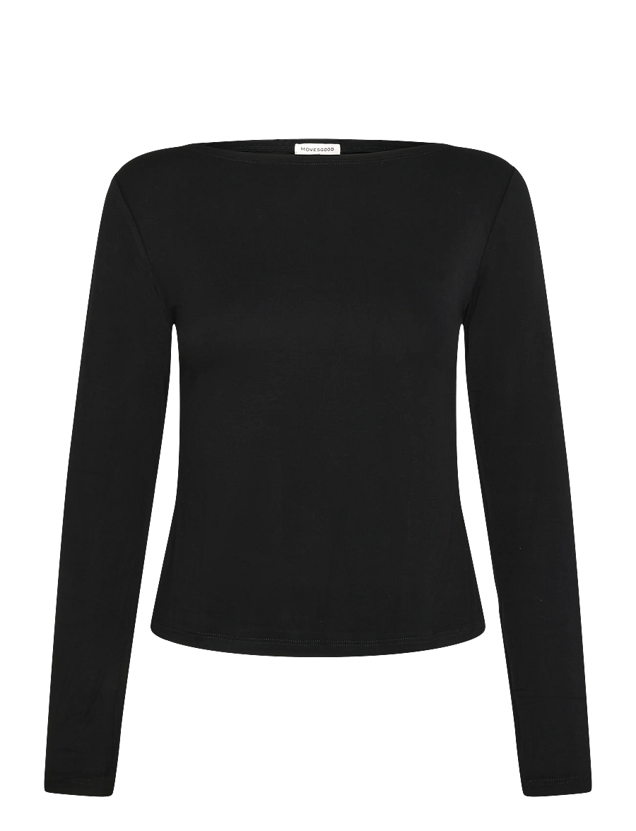 Movesgood - Alora Top Black XS - långärmade toppar - black - 1