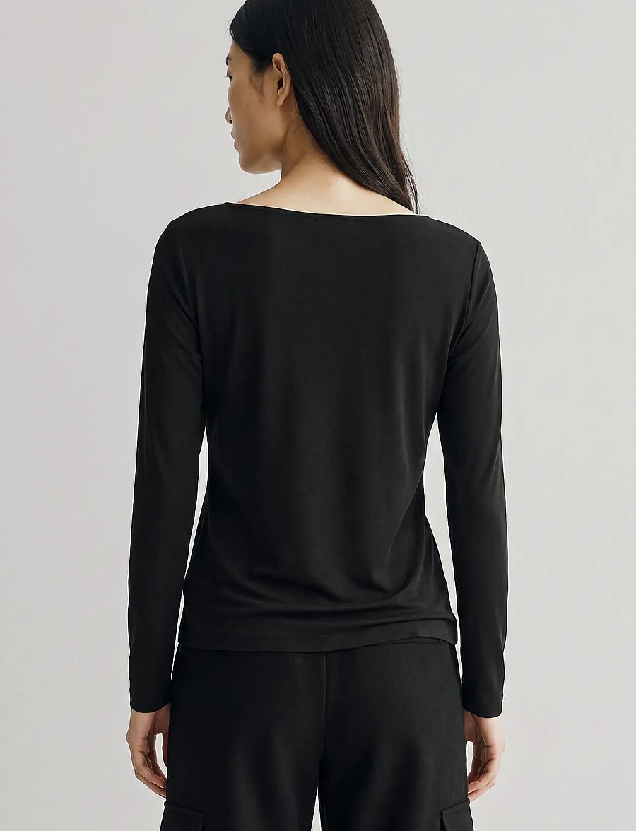 Movesgood - Alora Top Black XS - långärmade toppar - black - 3