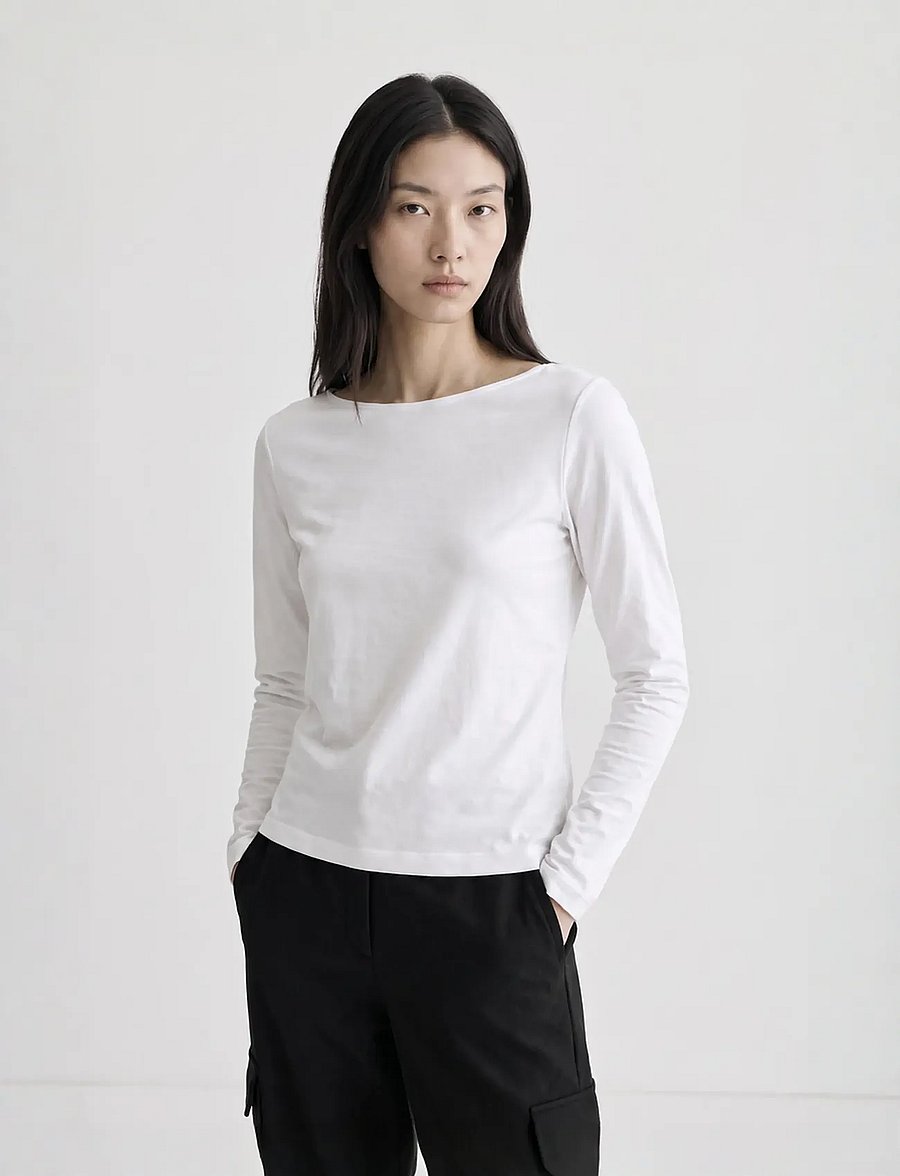 Movesgood - Alora Top Black XS - långärmade toppar - white - 0