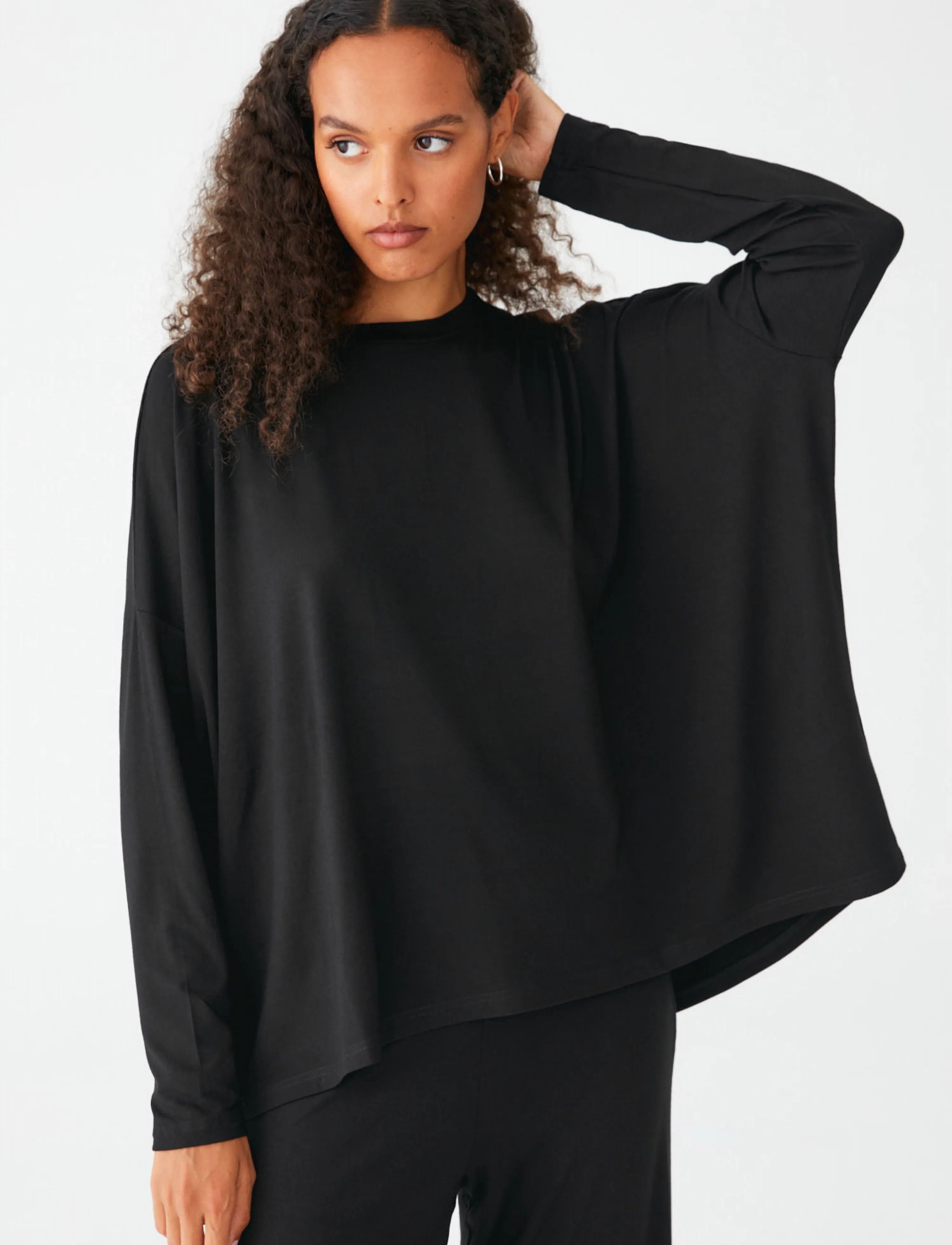 Movesgood - Carro Top Black S/M - long-sleeved tops - black - 0