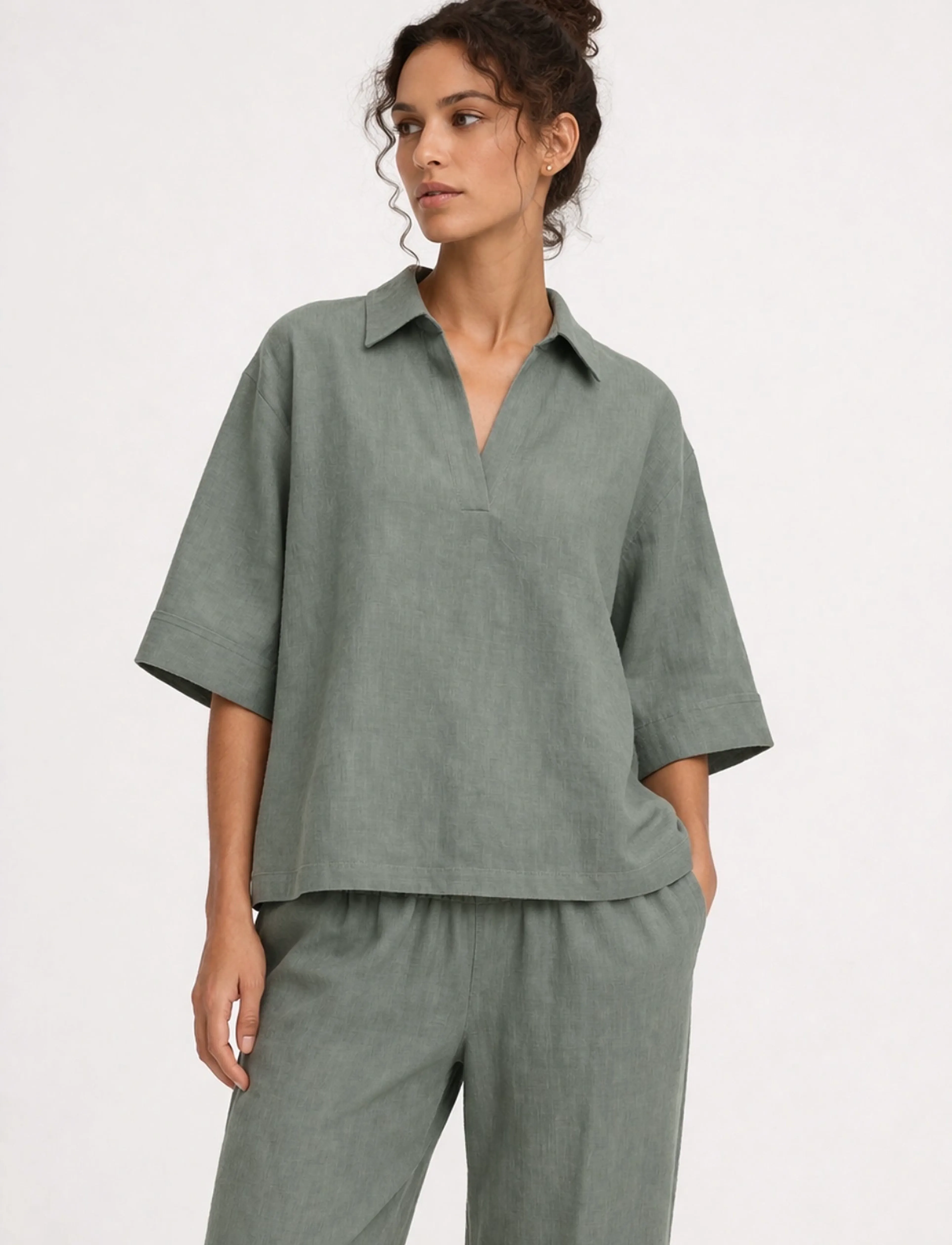 Movesgood Mica Blouse, Kvinder, Popover Bluse, Kakigrøn, Str: S
