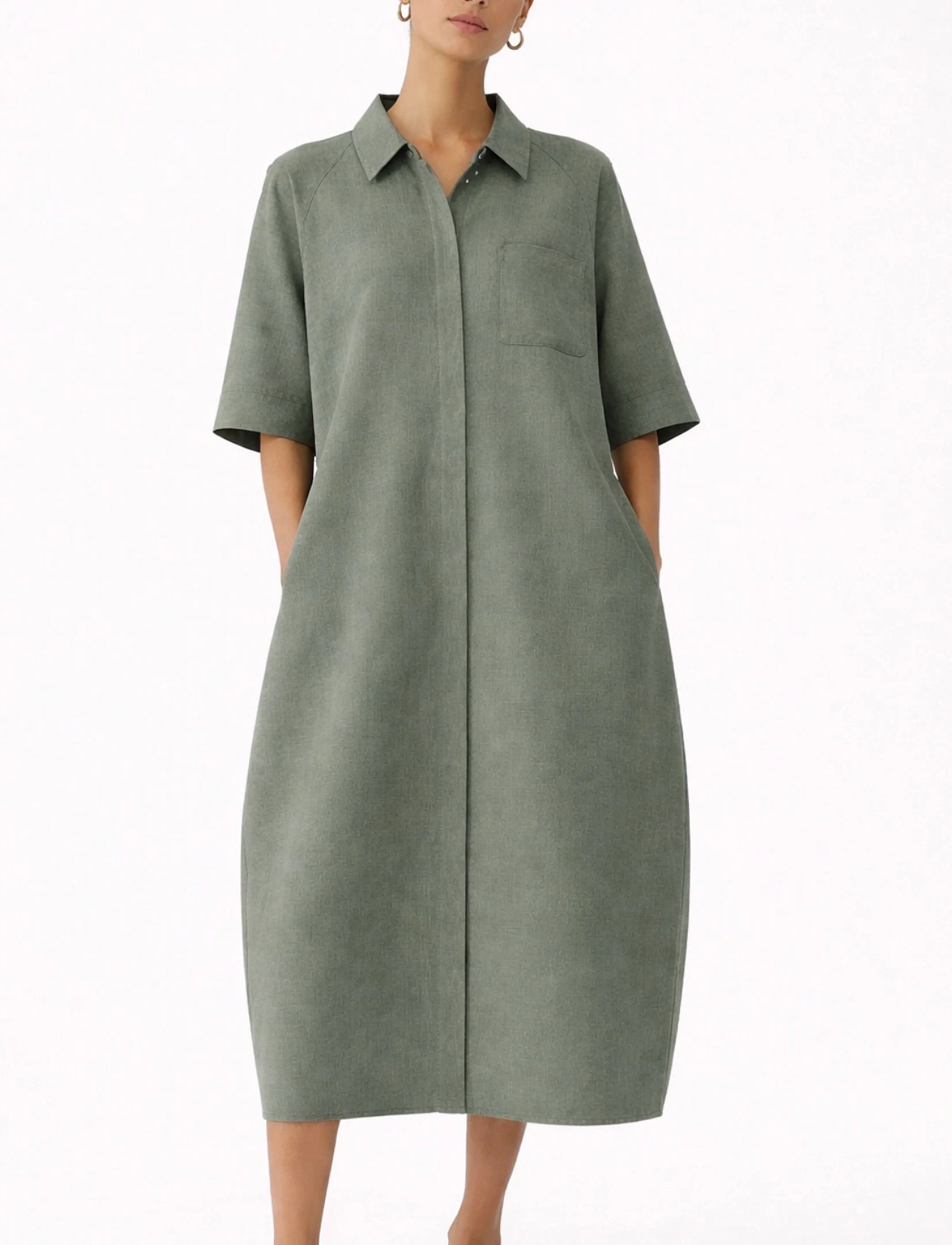 Movesgood Lydia Dress, L/XL, Khaki green, Kjoler > Knælange Og Midi, Dame