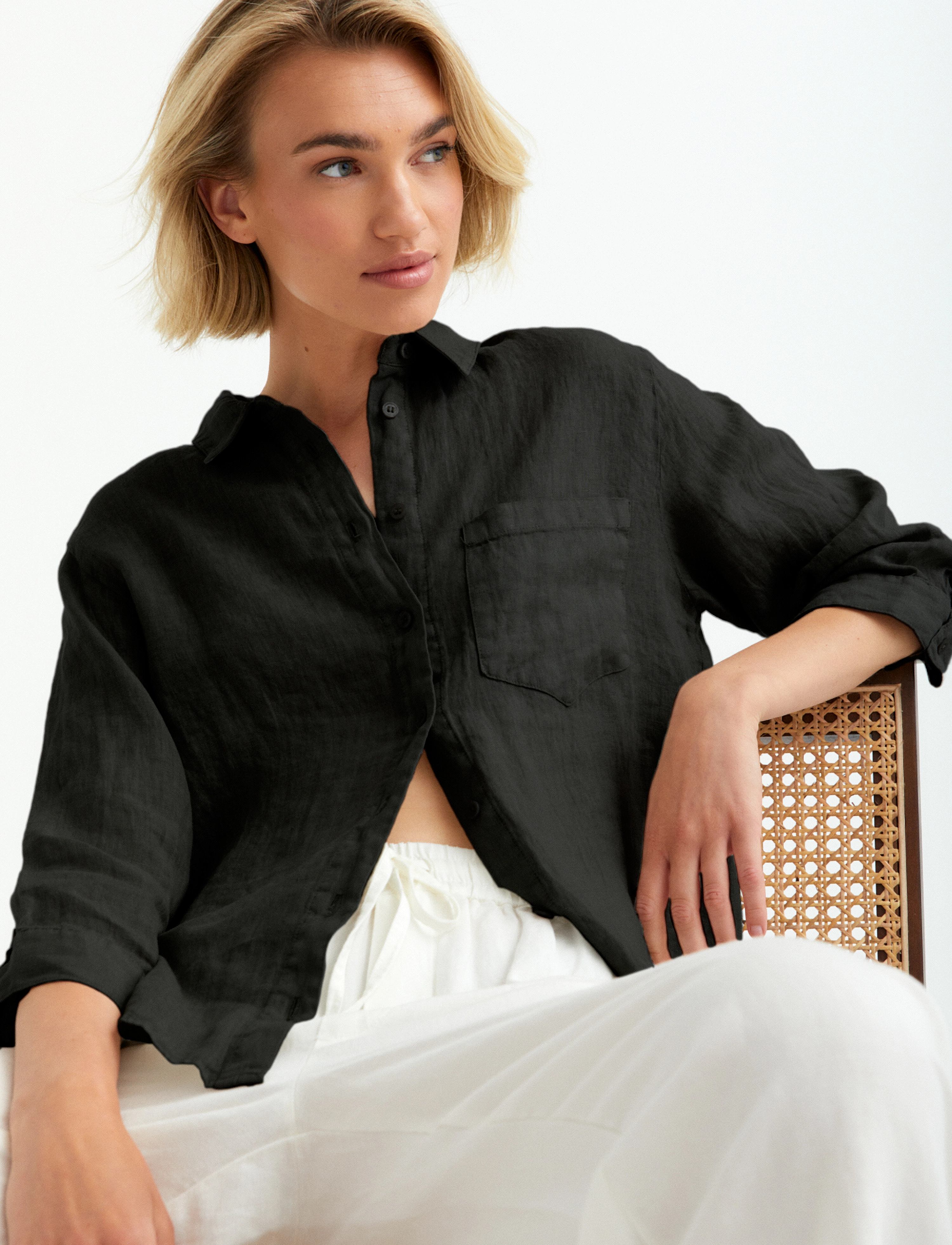 Movesgood Carolina Shirt - Blusar & Skjortor - BLACK / black