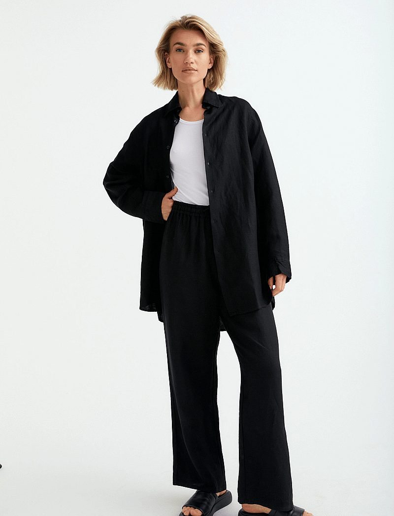 Movesgood - Rebecca shirt - leinenhemden - black - 3