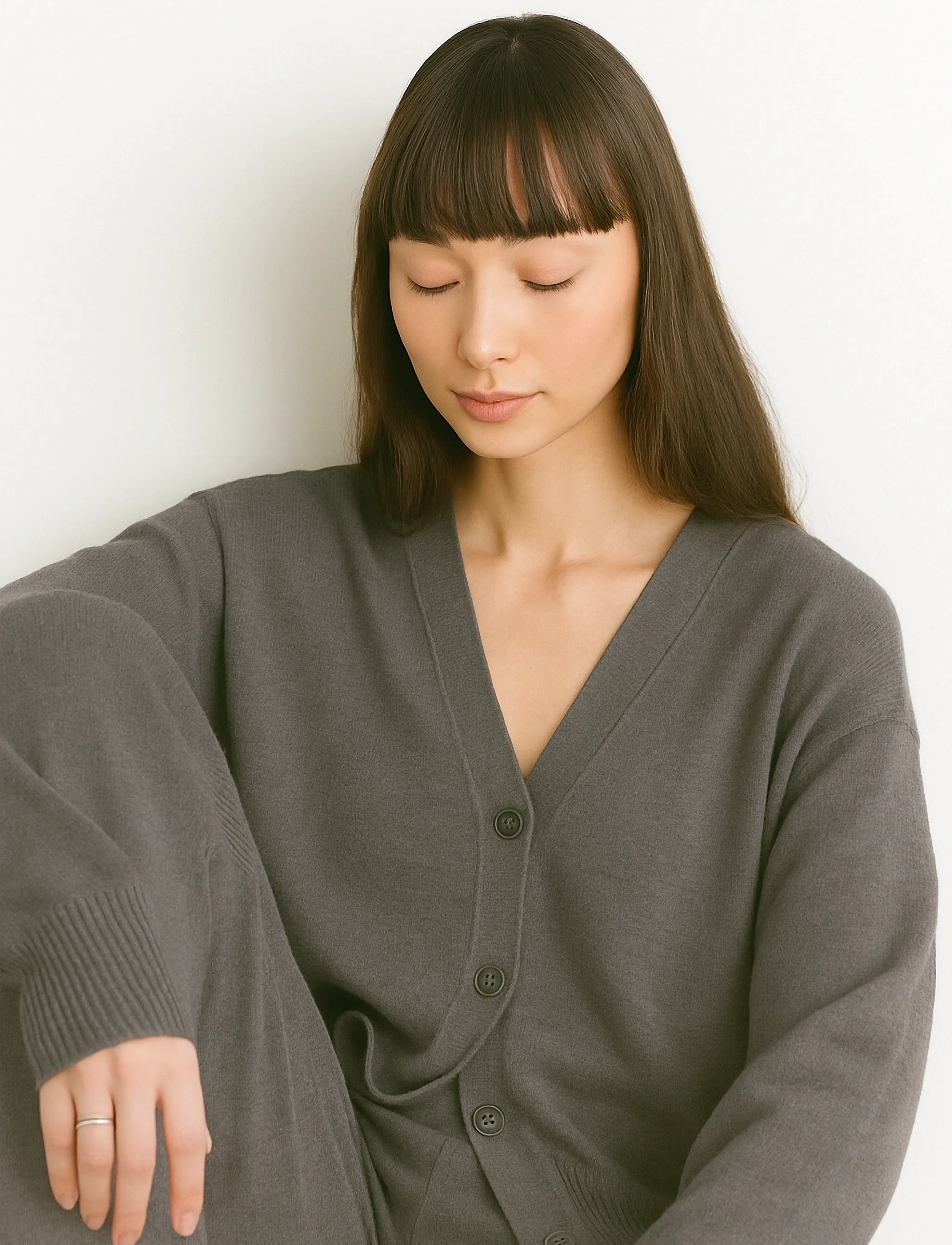 Movesgood Athena Cardigan, S, Grey, Strik > Cardigans, Dame