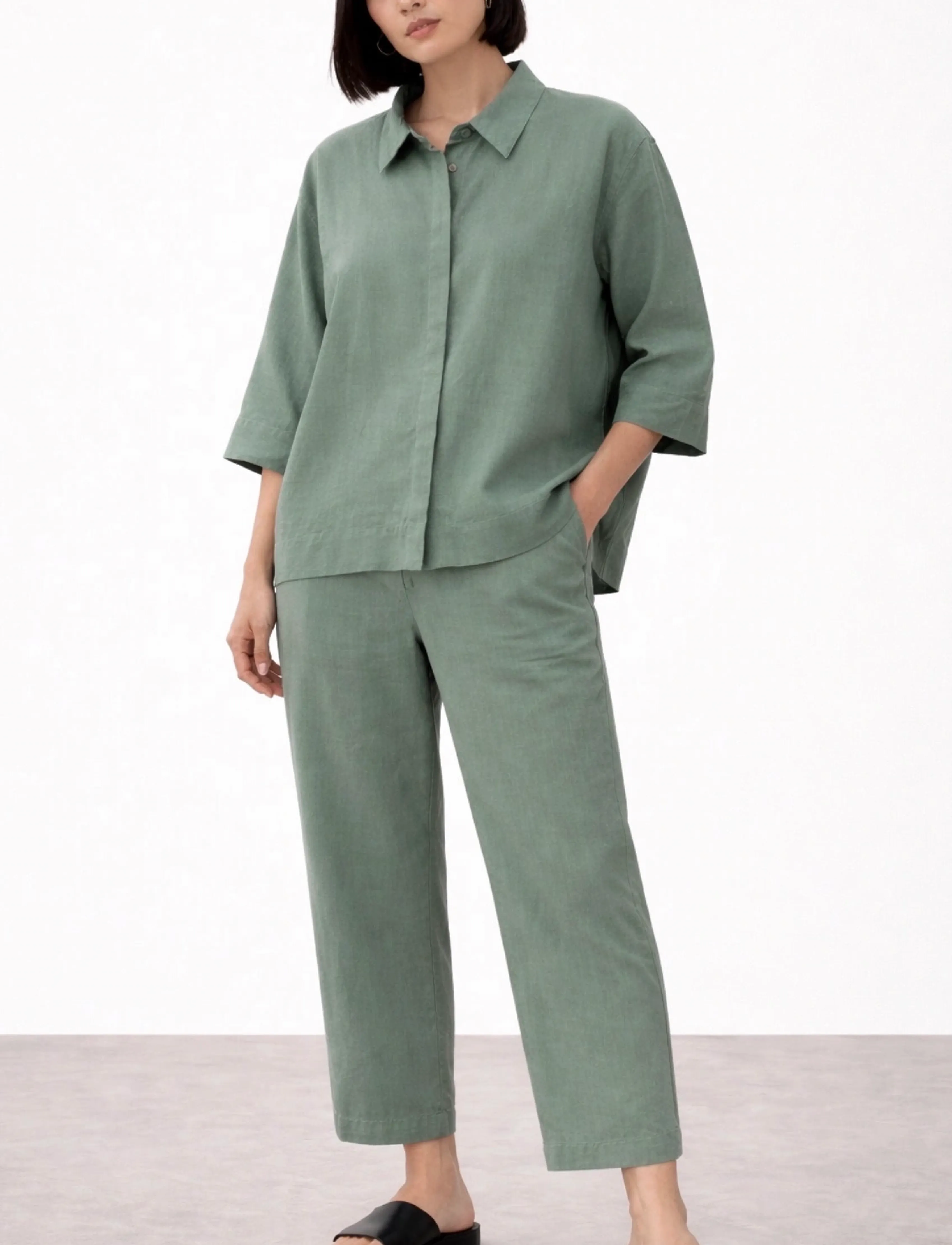 Movesgood - Com Trousers - linbukser - khaki - 3