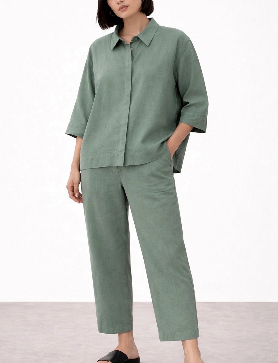 Movesgood - Com Trousers - pantalons en lin - khaki - 3
