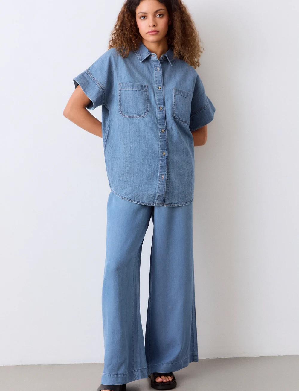 Movesgood - Lyon shirt - leinenhemden - denim blue - 0