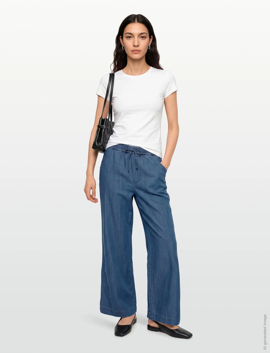 Movesgood - Lyon Trousers Denim Blue - bottoms - blue - 0