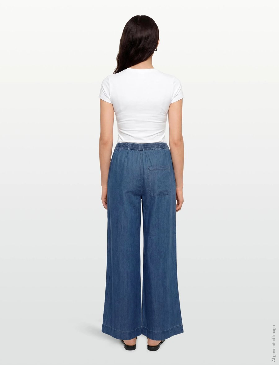 Movesgood - Lyon Trousers Denim Blue - bottoms - blue - 4