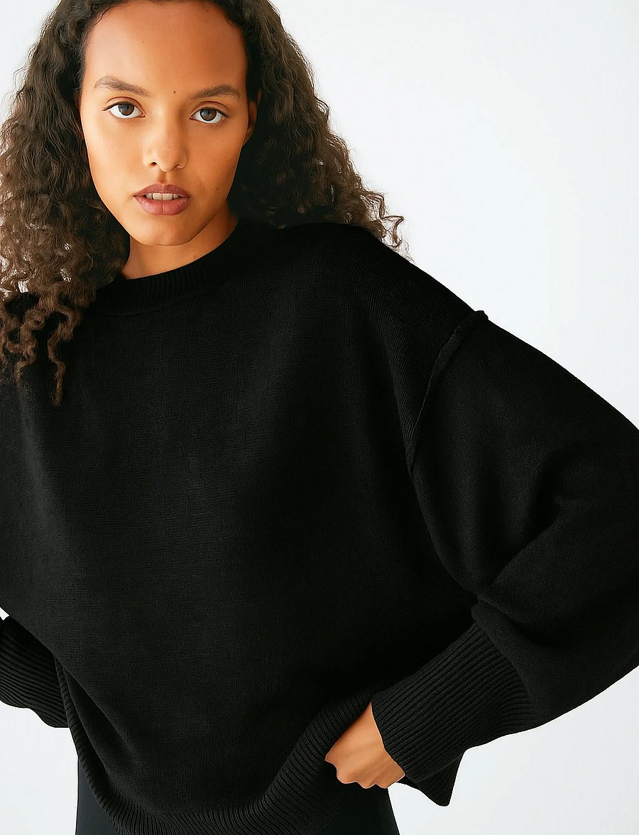 Movesgood - Clara Boxy Sweater - kaschmir - black - 0