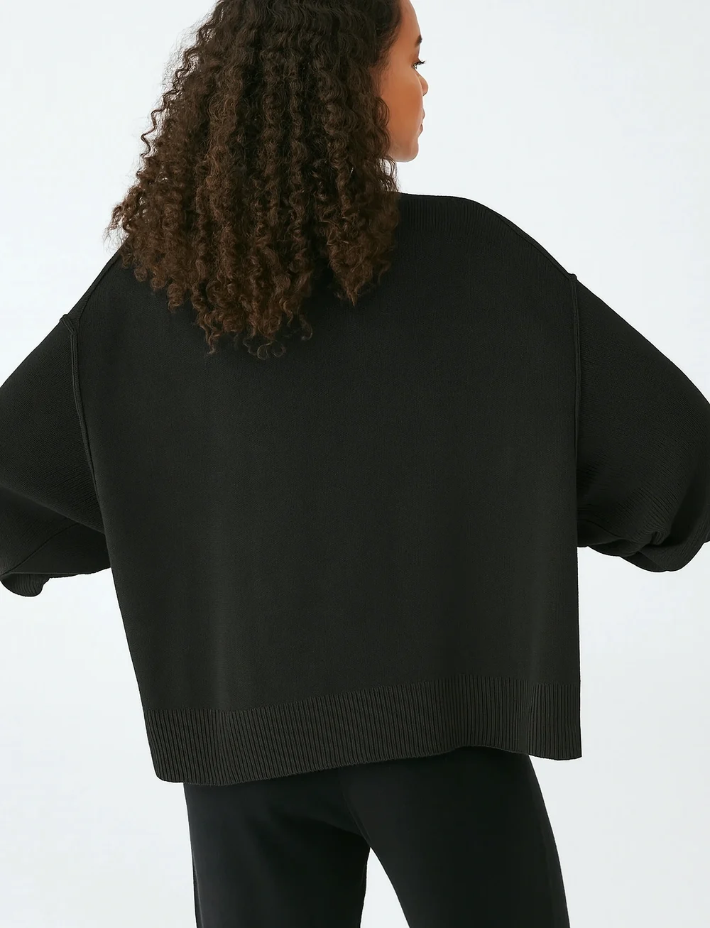 Movesgood - Clara Boxy Sweater - stickade tröjor - black - 3