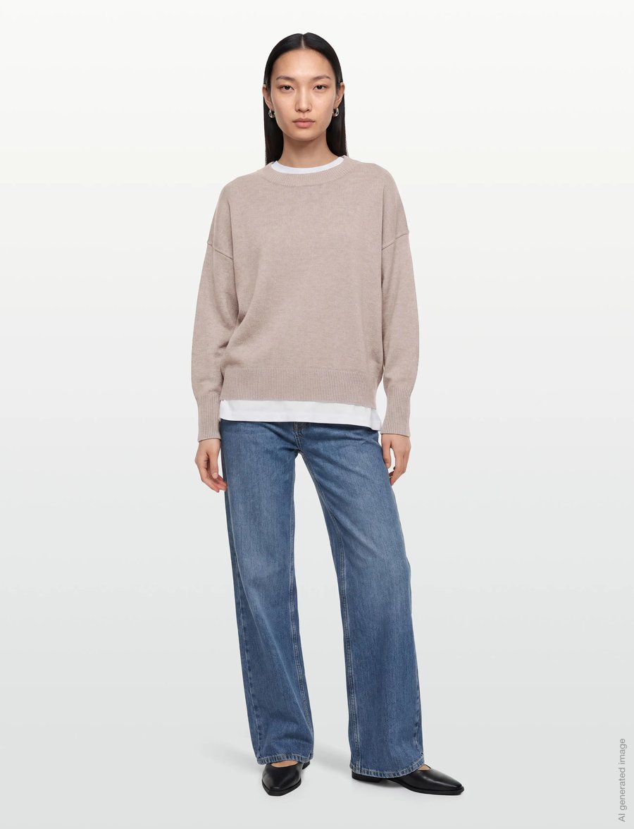Movesgood - Clara Boxy Sweater - kašmiir - greige - 0