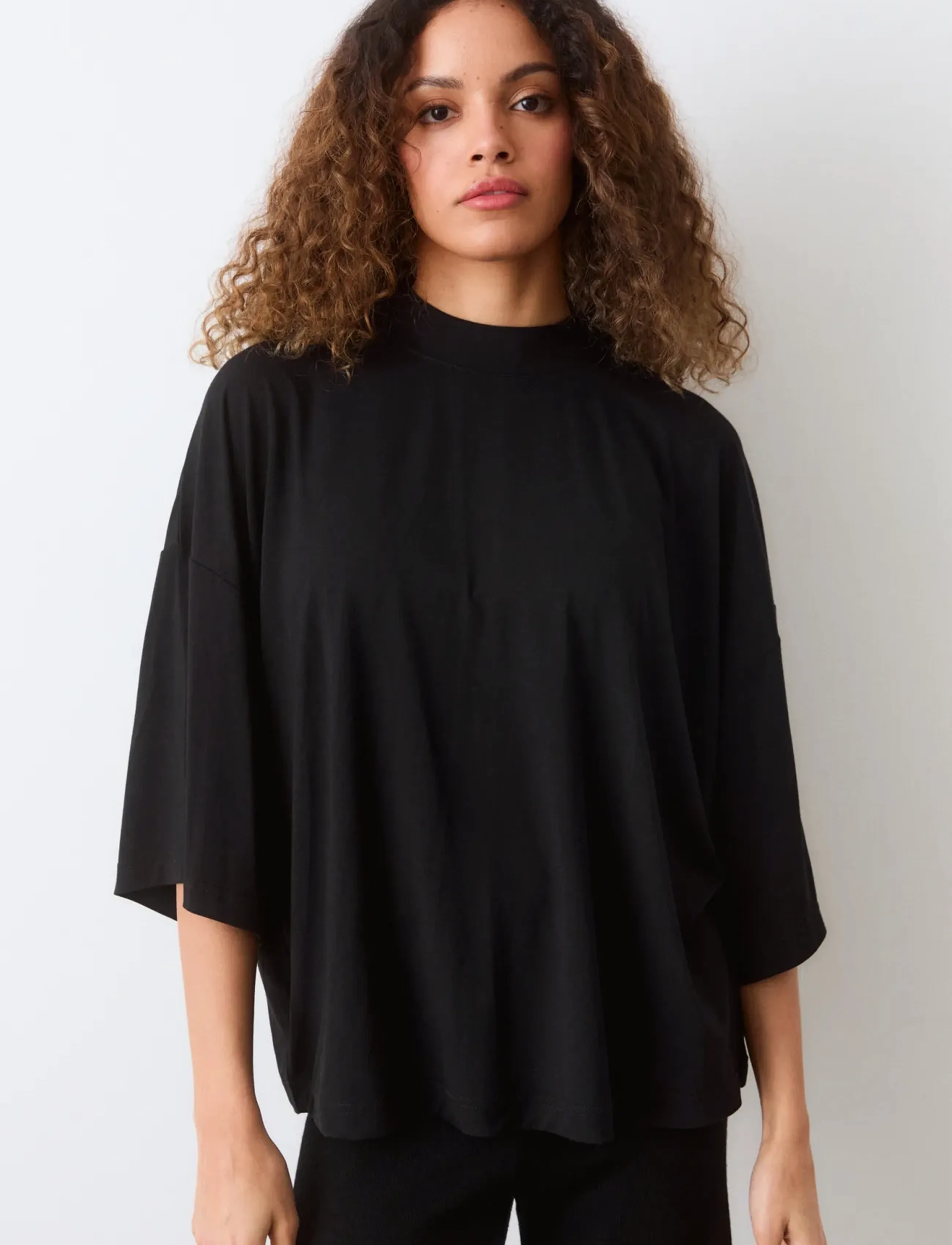 Movesgood Tuva Top, Kvinder, Mock Neck Top, Sort, Str: S