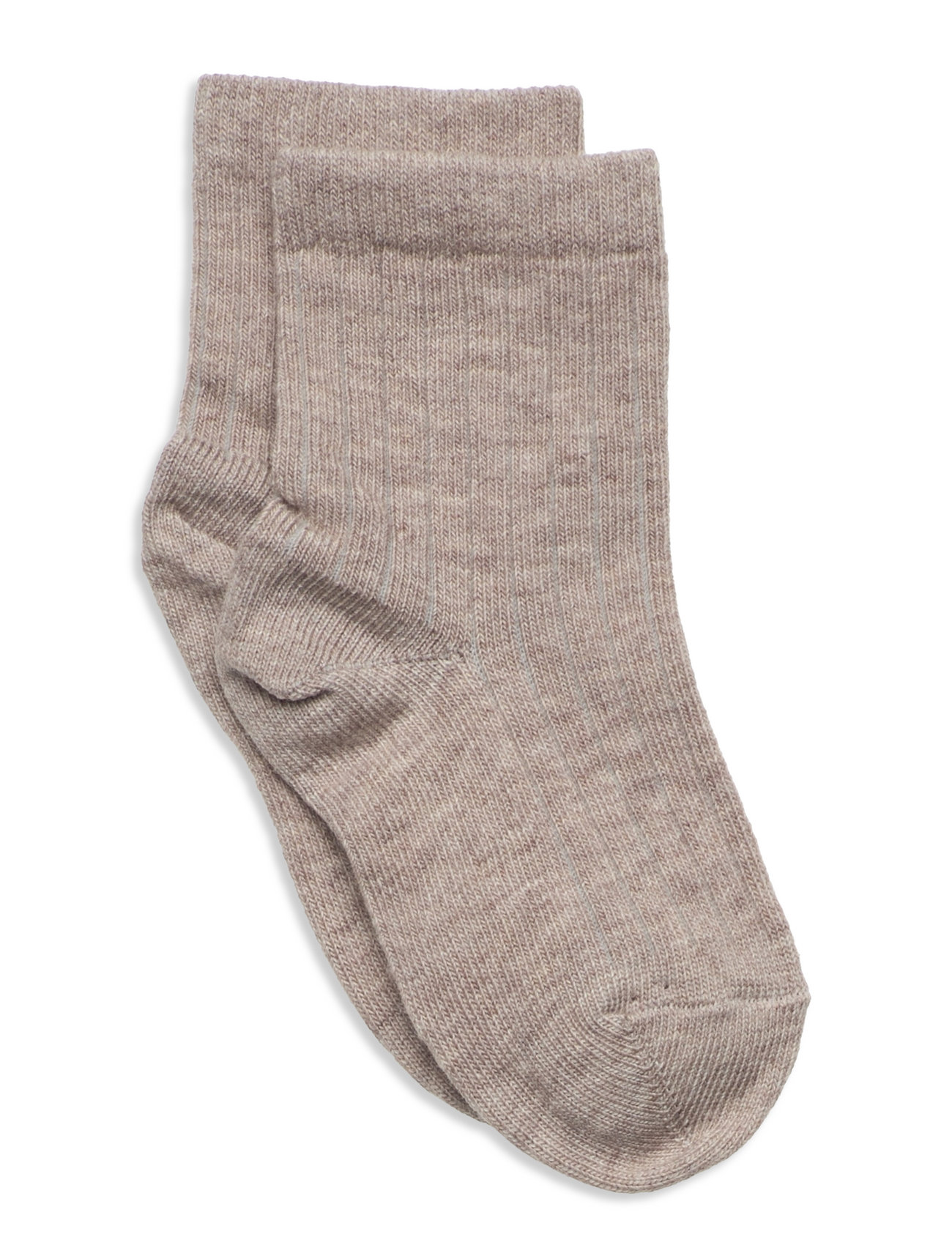 7080 Bomull Rib Sokker 489 Light Brown Melange str. 25-28