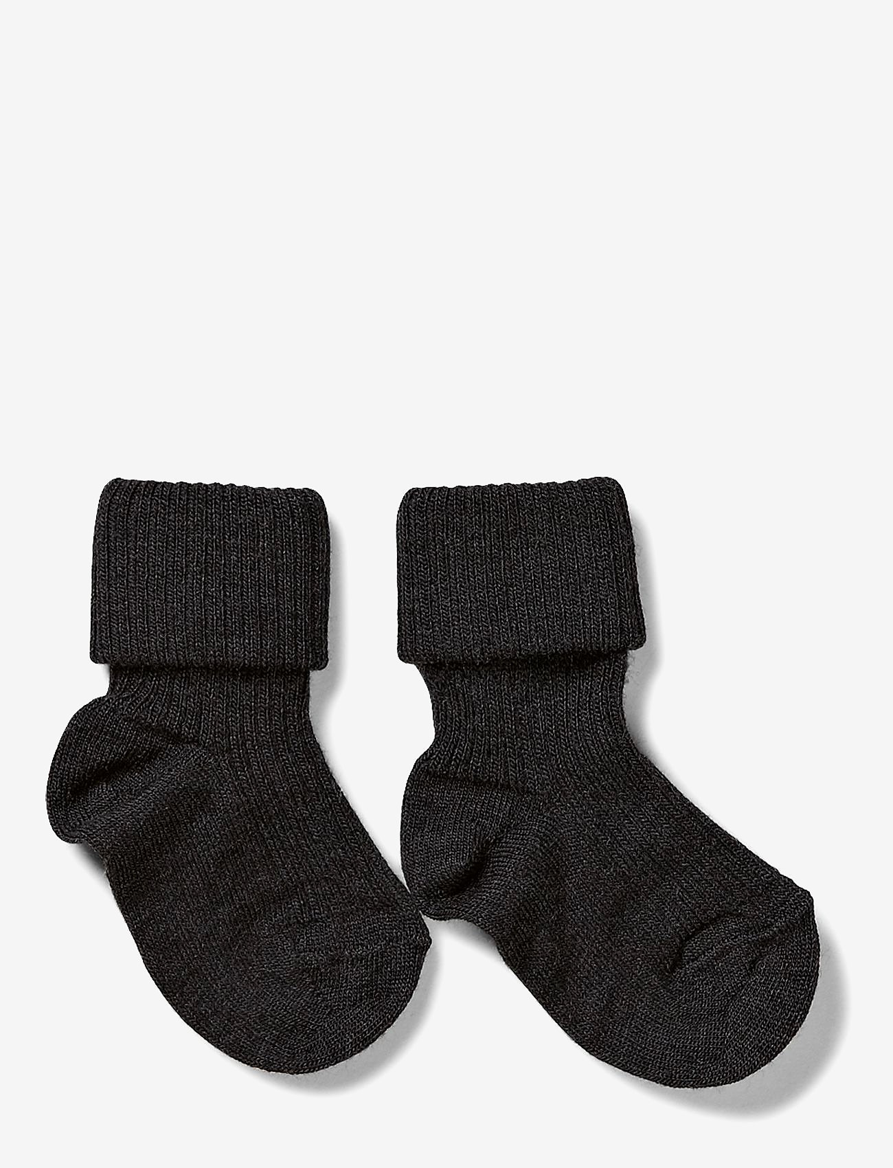 mp Denmark - Wool rib baby socks - beebisokid - dark grey melange - 1