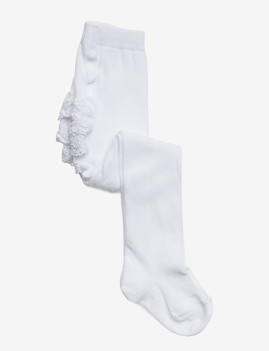 mp Denmark - Cotton tights with lace - sokkabuxur - white - 0
