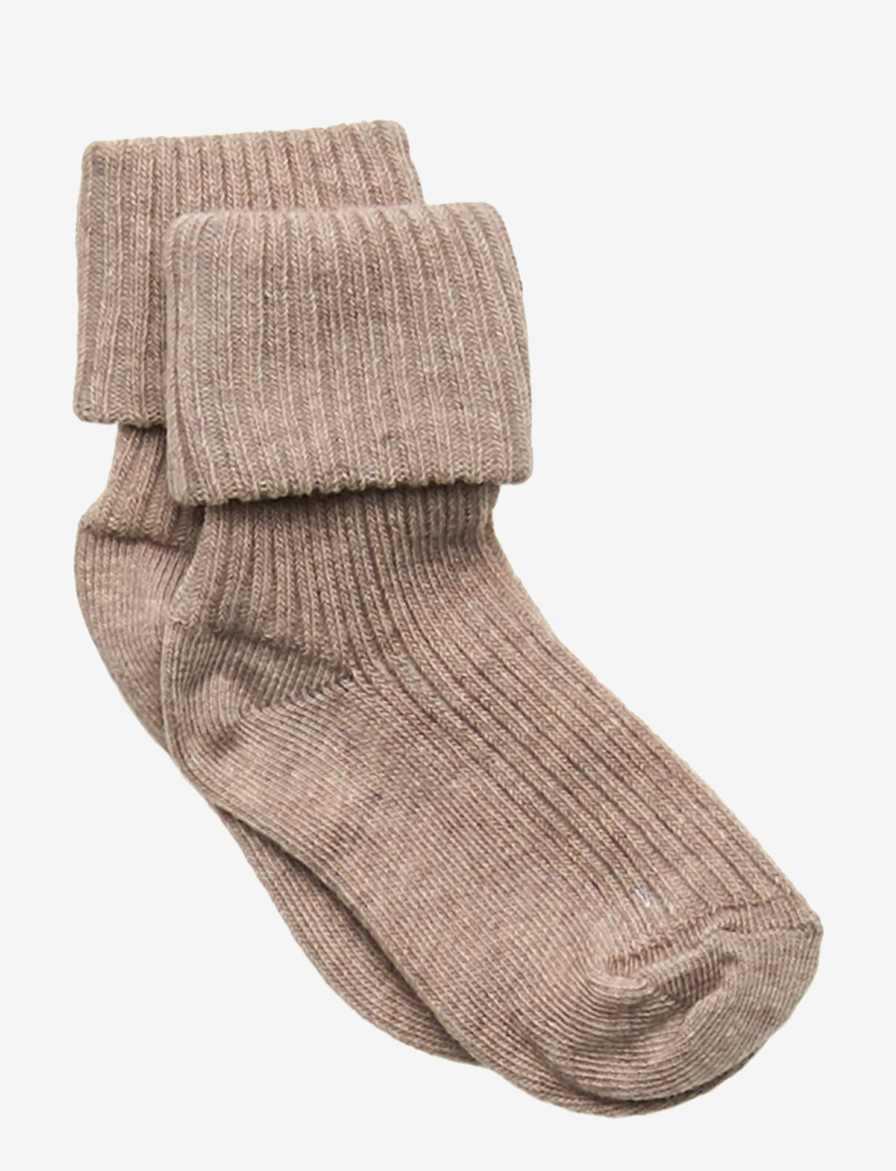 mp Denmark - Cotton rib baby socks - lägsta priserna - light brown melange - 0
