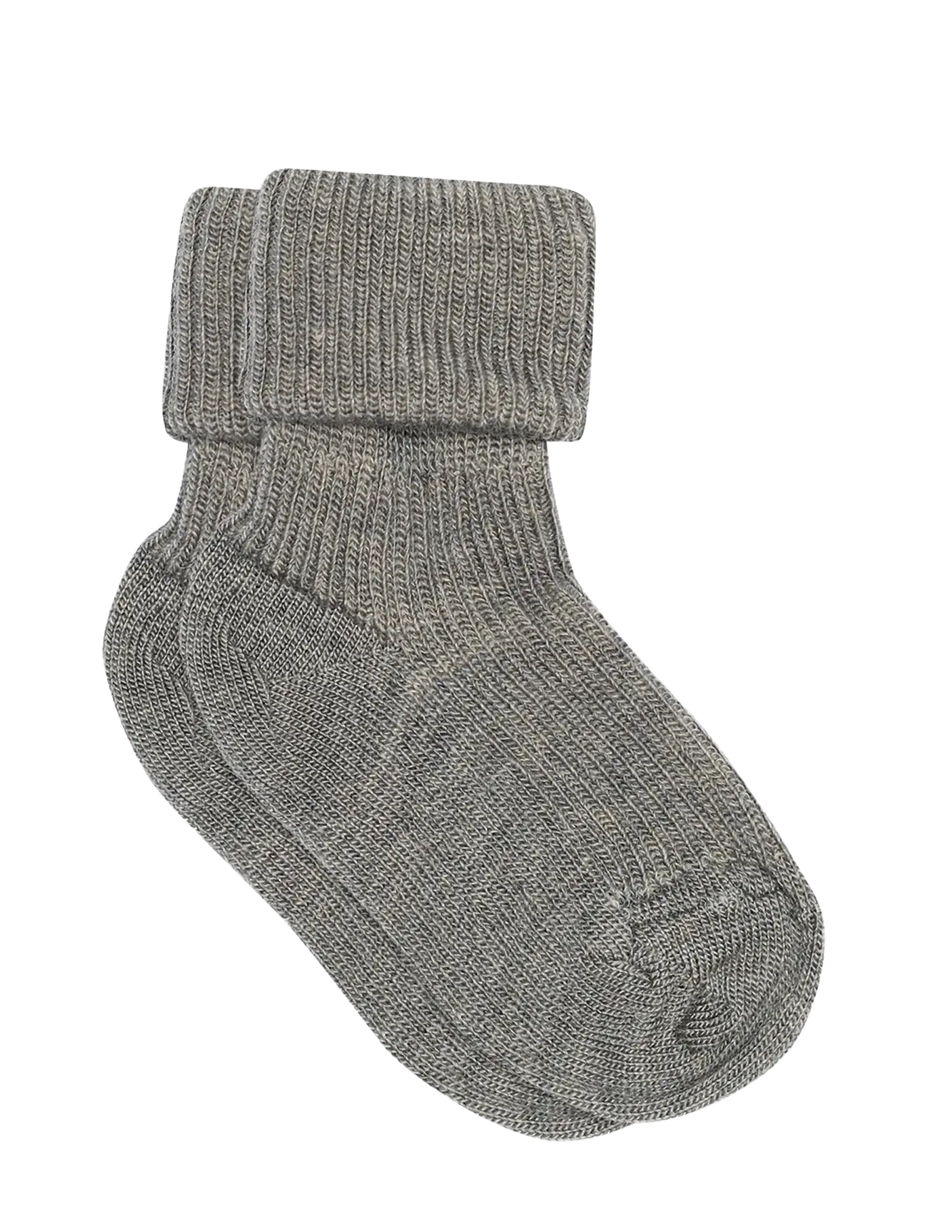 mp Denmark Wool Rib Baby Socks, Børn, Ribstrikkede Babysokker, Grå, Str: 22/24