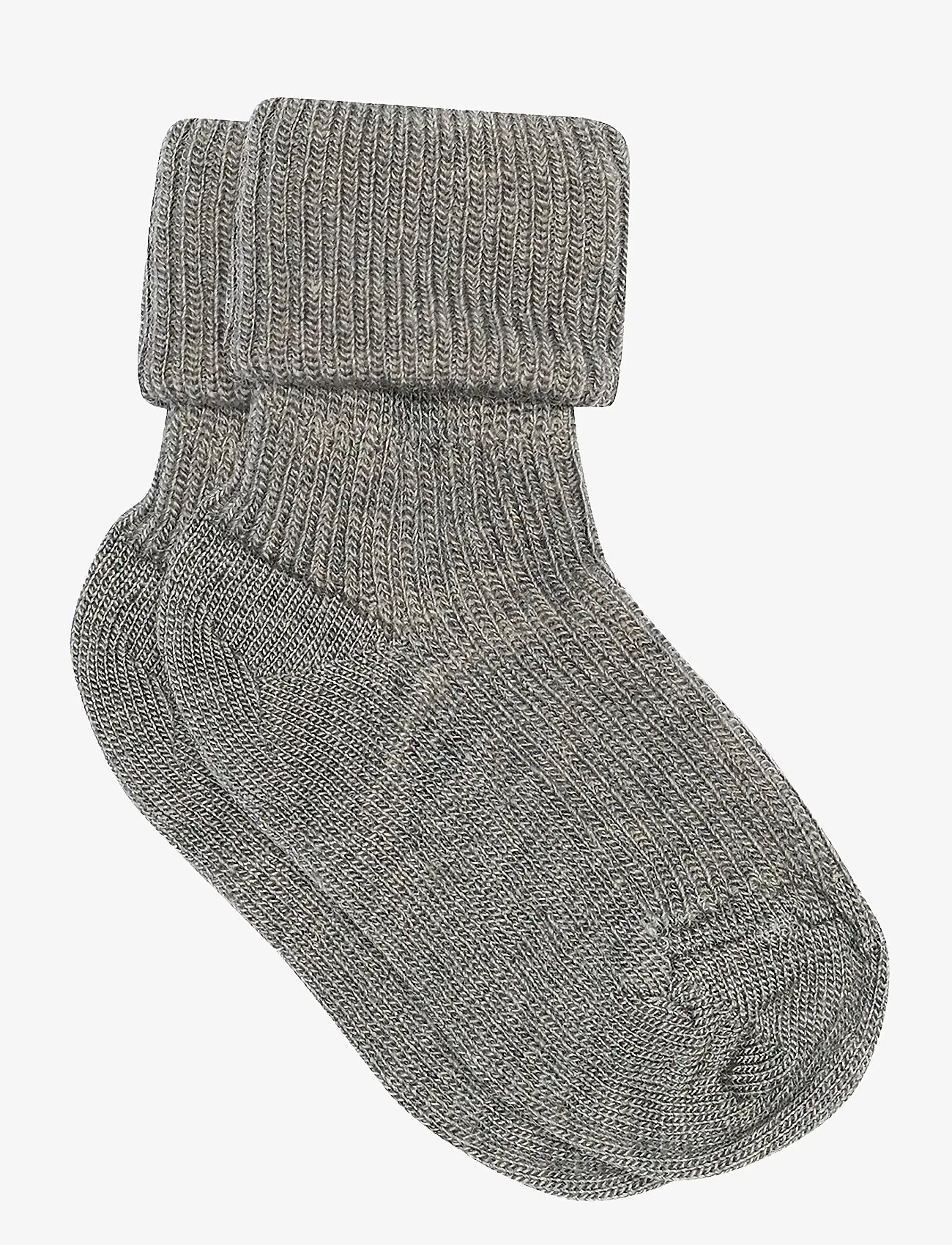 mp Denmark - Wool rib baby socks - babysokker - grey melange - 0