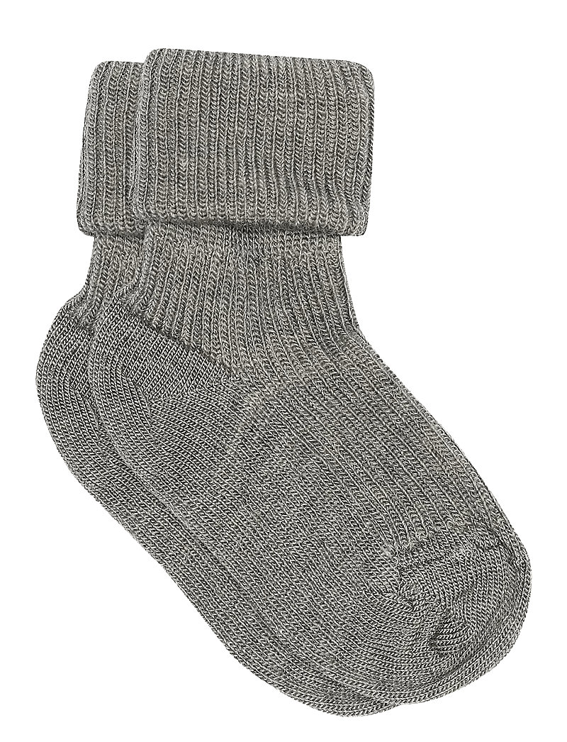 mp Denmark - Wool rib baby socks - babysokker - grey melange - 0