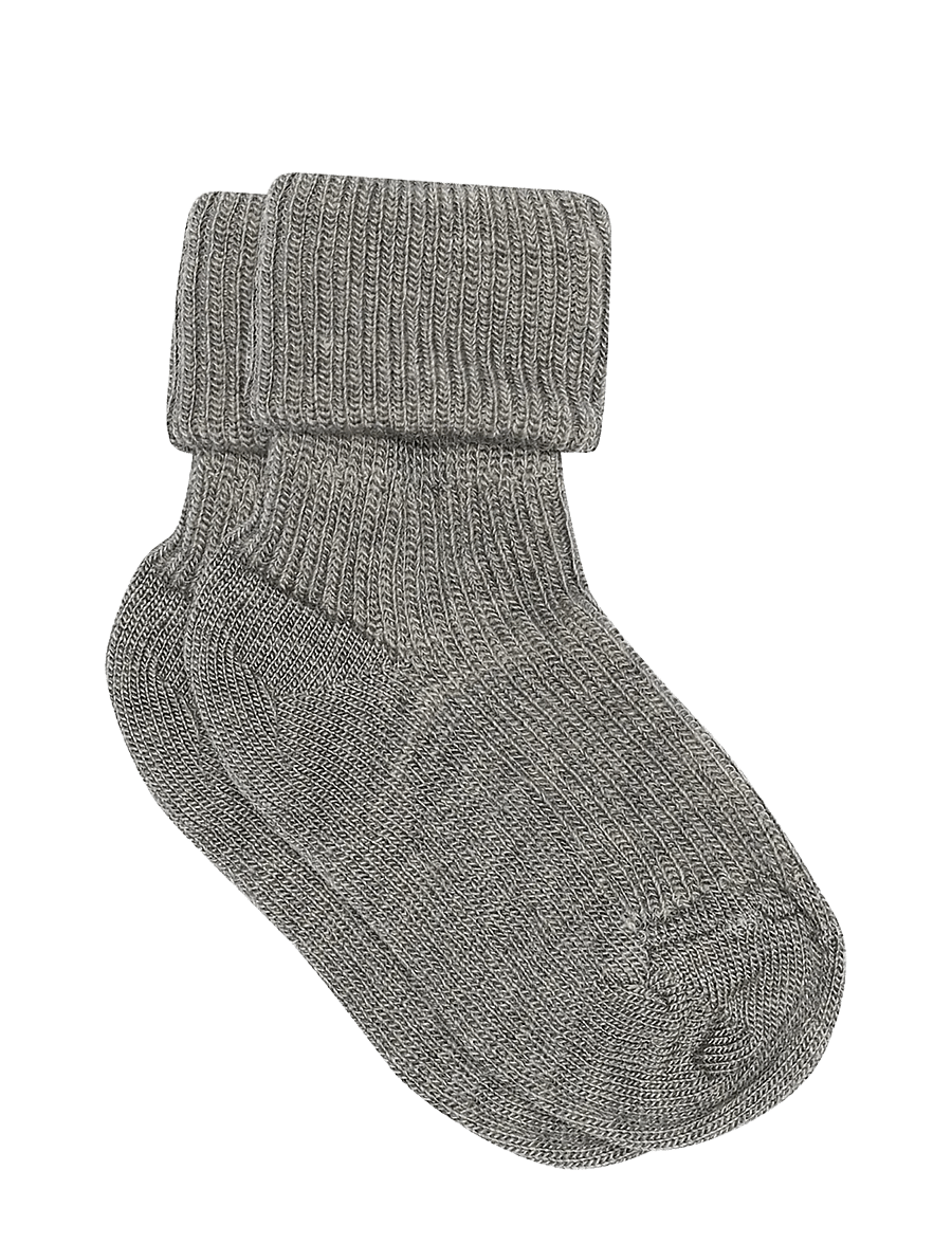 mp Denmark - Wool rib baby socks - baby-socken - grey melange - 0