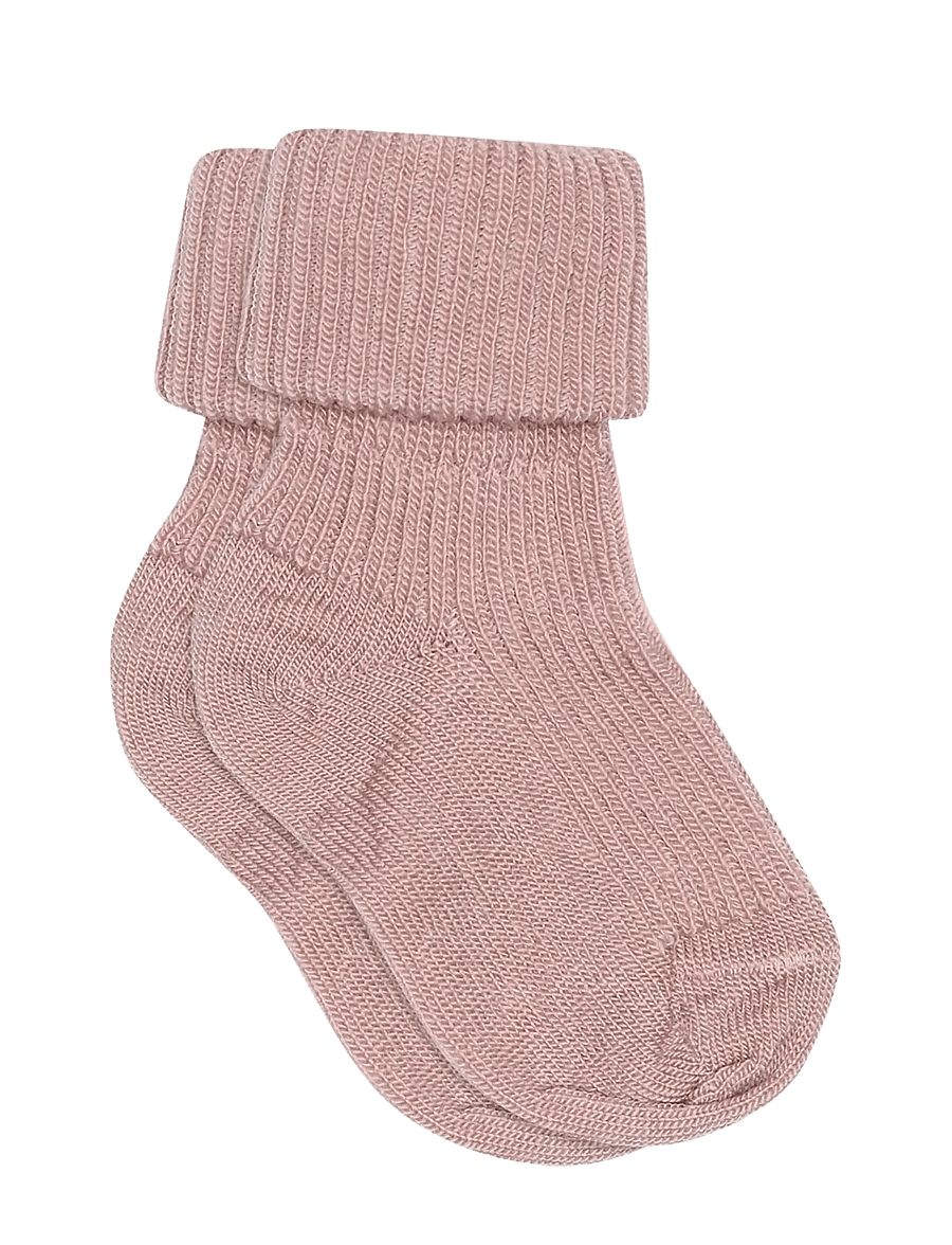 mp Denmark - Wool rib baby socks - beebisokid - wood rose - 0