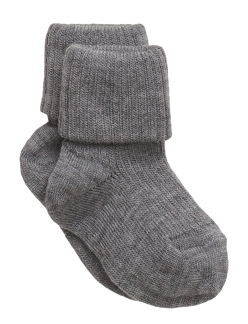 mp Denmark - Wool rib baby socks - babysokker - grey melange - 1