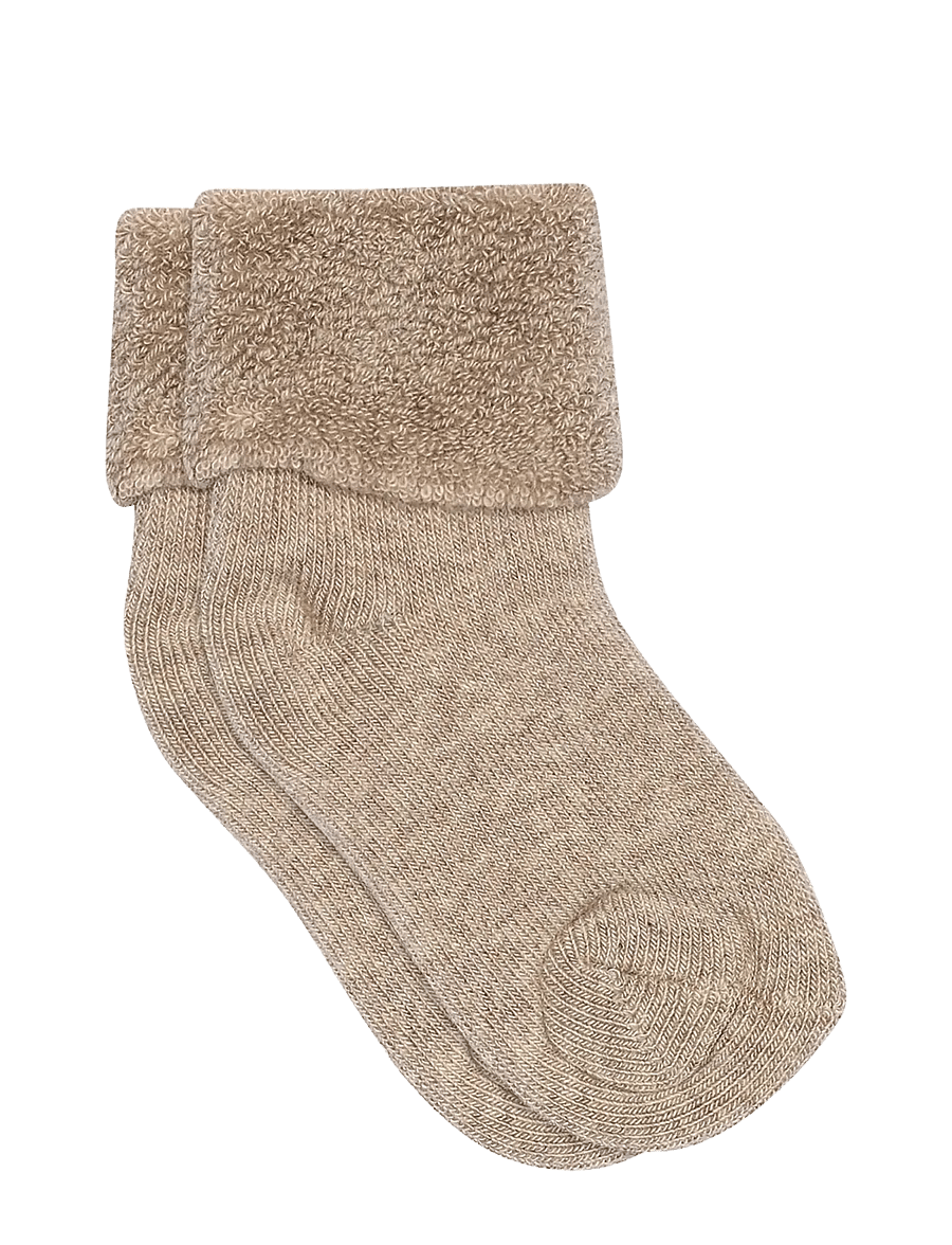 mp Denmark - Cotton baby sock - baby-socken - light brown melange - 0