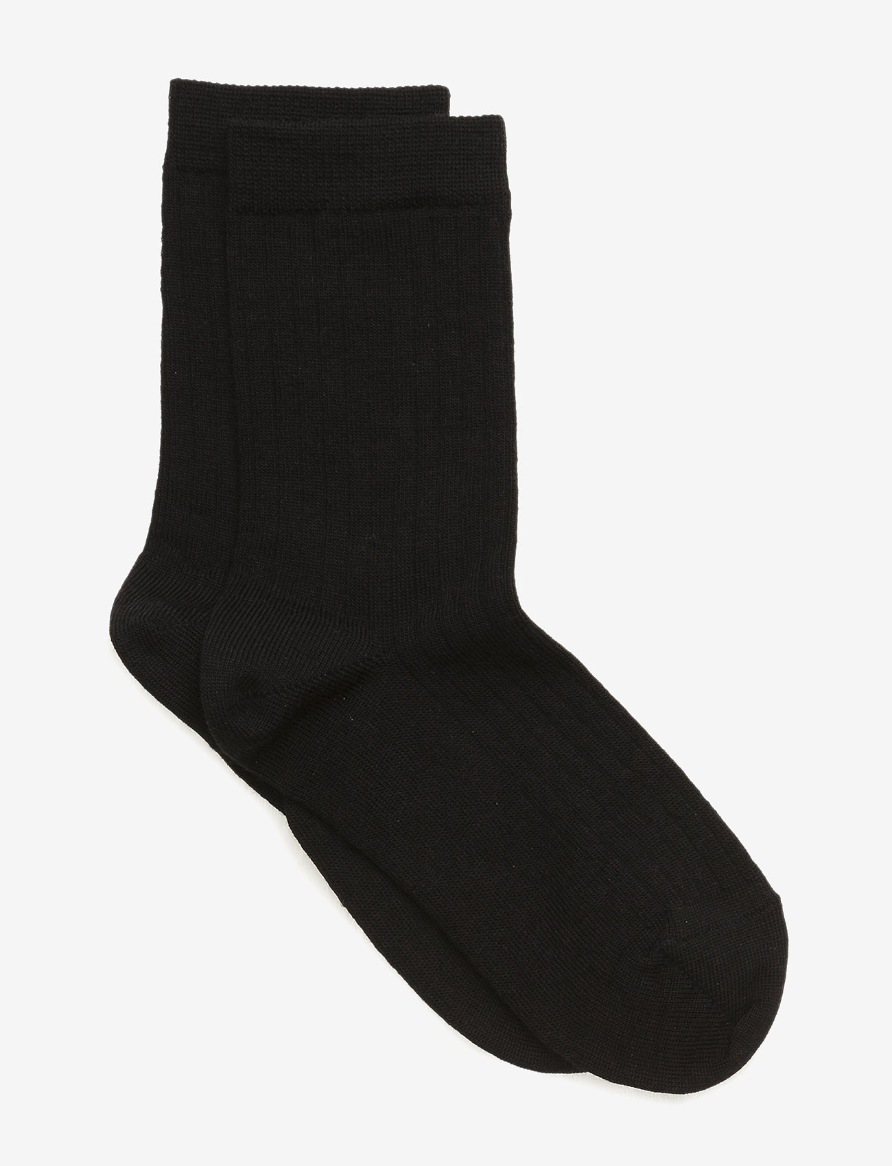 Wool rib socks - BLACK