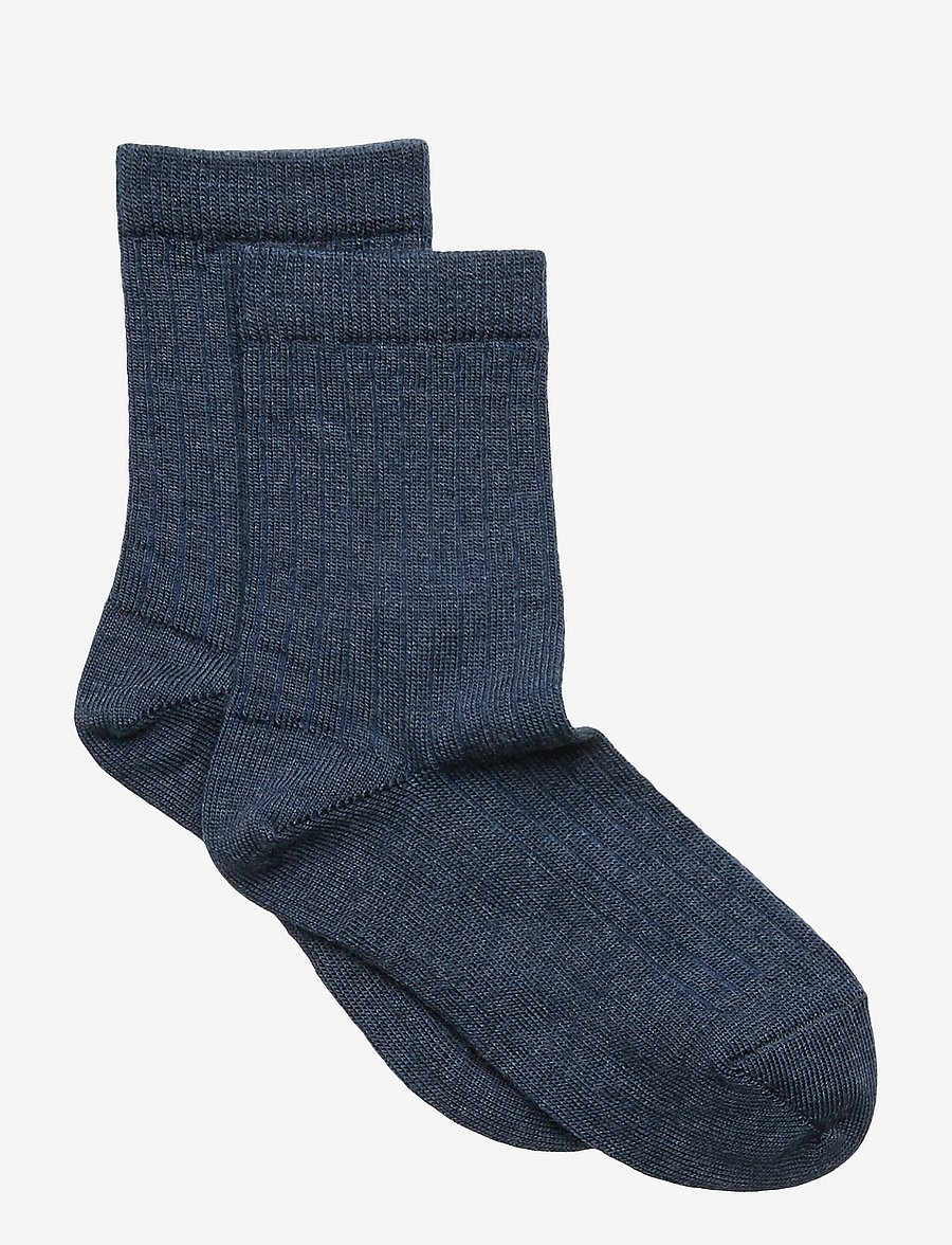mp Denmark - Wool rib socks - strümpfe - dark denim melange - 0