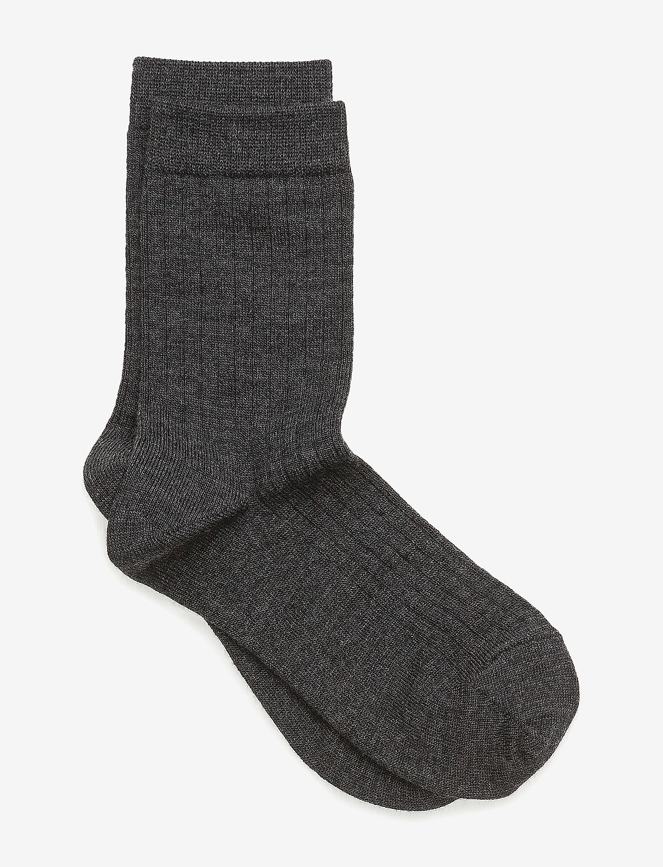 mp Denmark - Wool rib socks - strumpor - dark grey melange - 0
