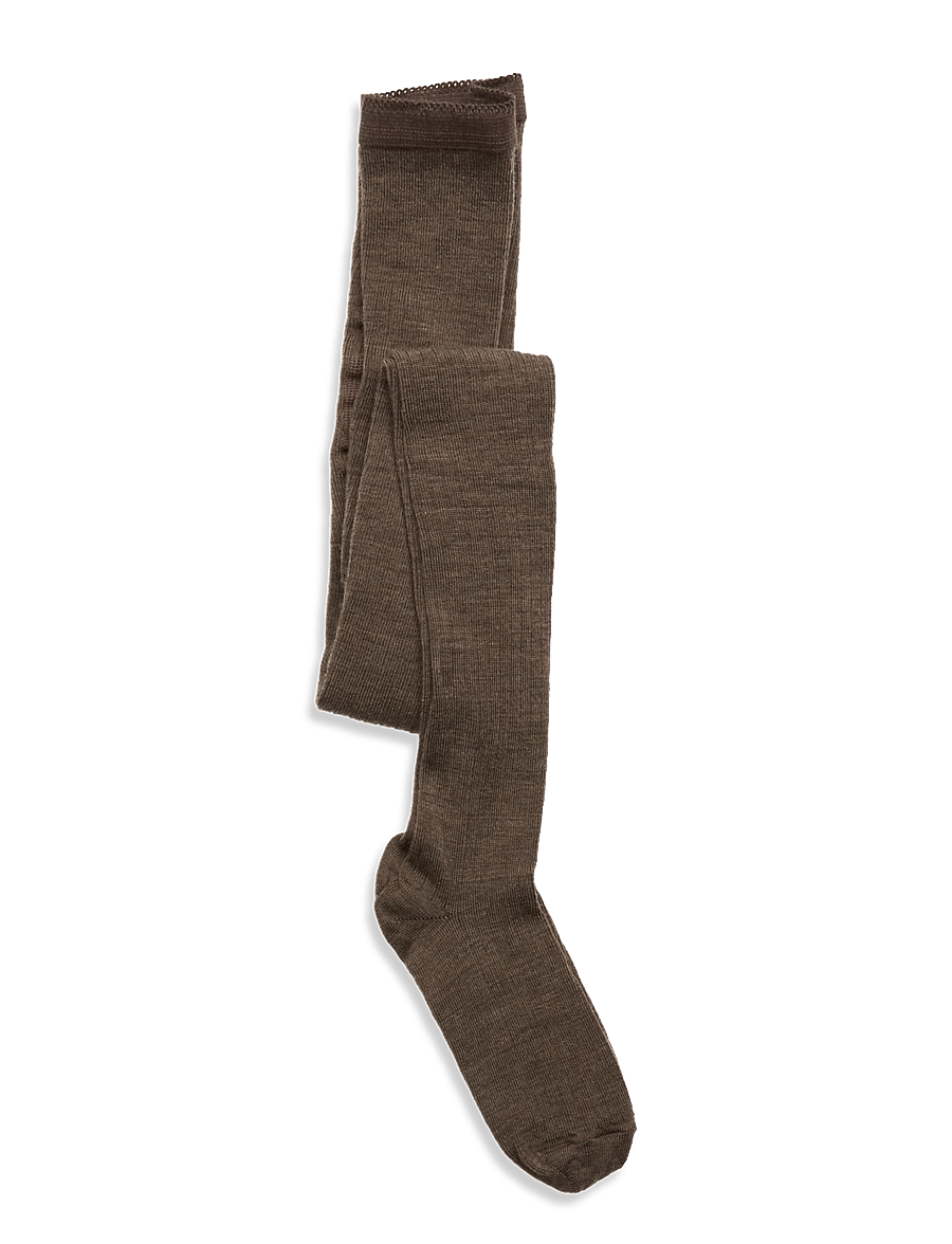 mp Denmark - Wool rib tights - strumpfhosen - brown melange - 0