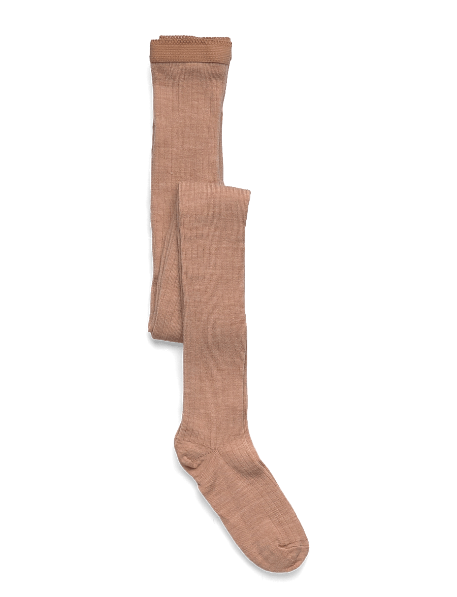 mp Denmark - Wool rib tights - strumpbyxor - camel melange - 0