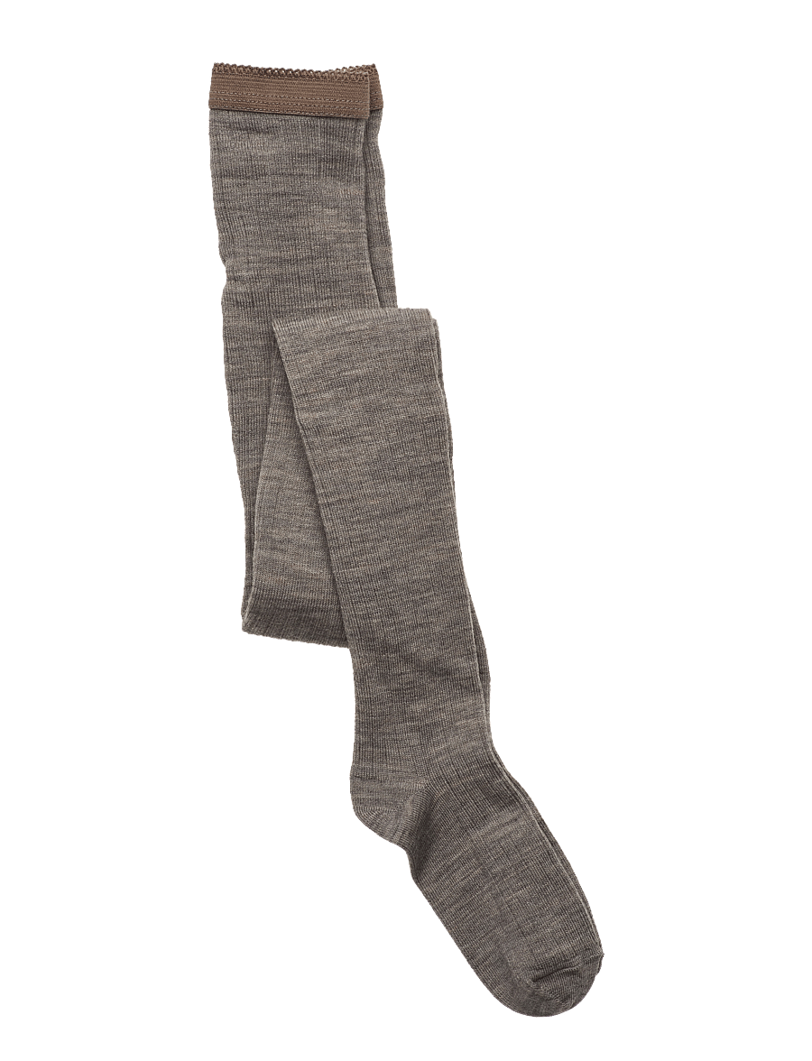 mp Denmark - Wool rib tights - strumpbyxor - light brown melange - 0